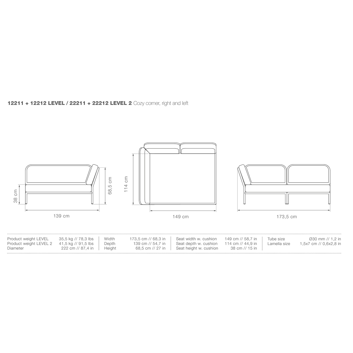houe level cozy corner abmessungen 93174