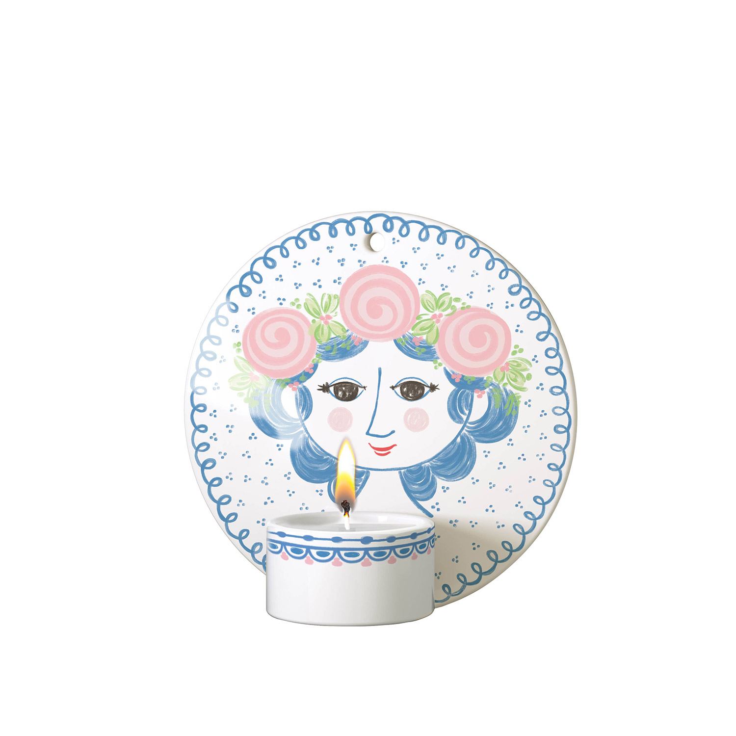 Björn Wiinblad - Dora Teelichthalter ⌀13 cm blaues gesicht