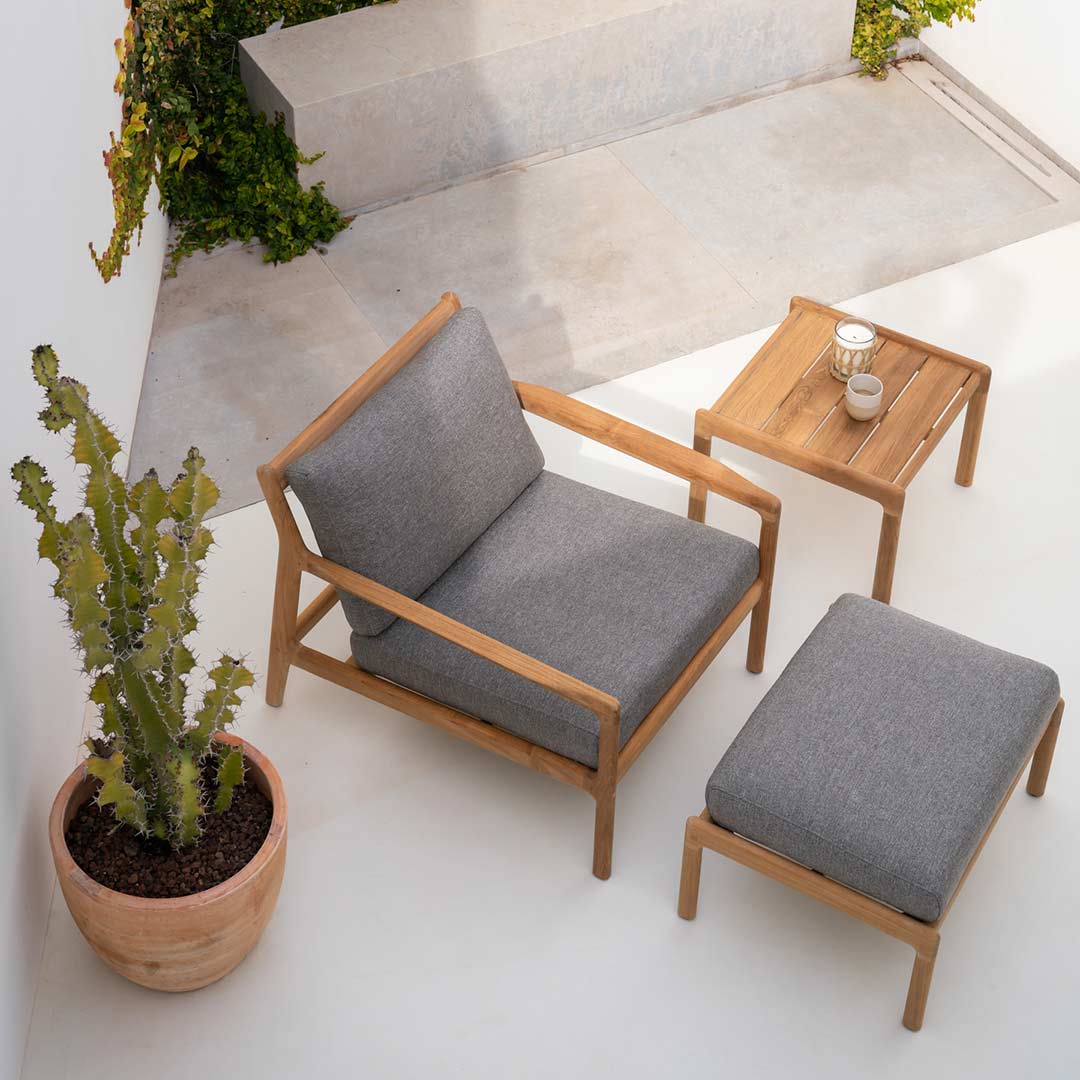 ethnicraft stoff 1253 natural jack gartensessel 1 sitzer lifestyle mit hocker 85597