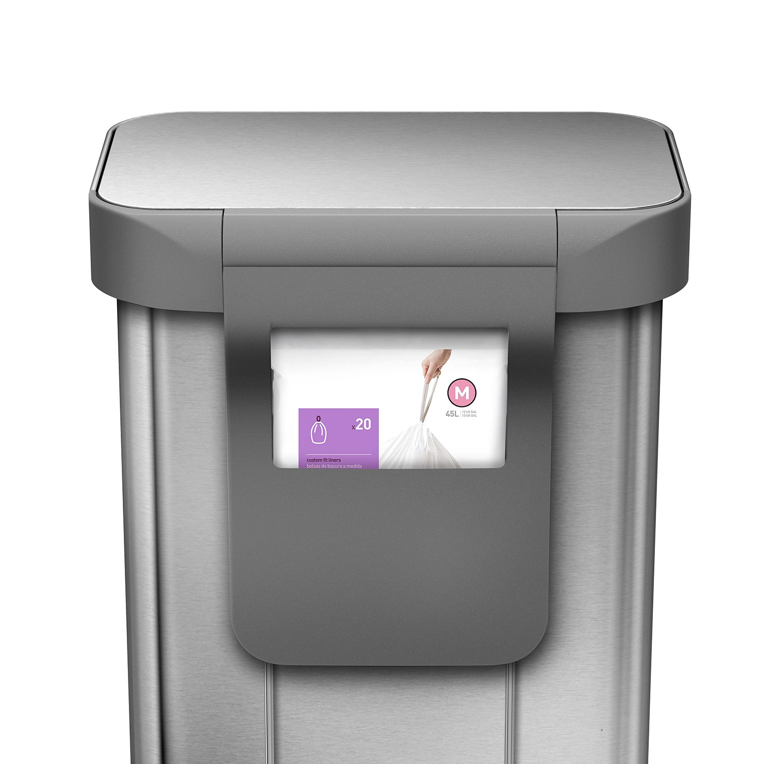 simplehuman treteimer 45 l gebuerstet beutelfach 98305