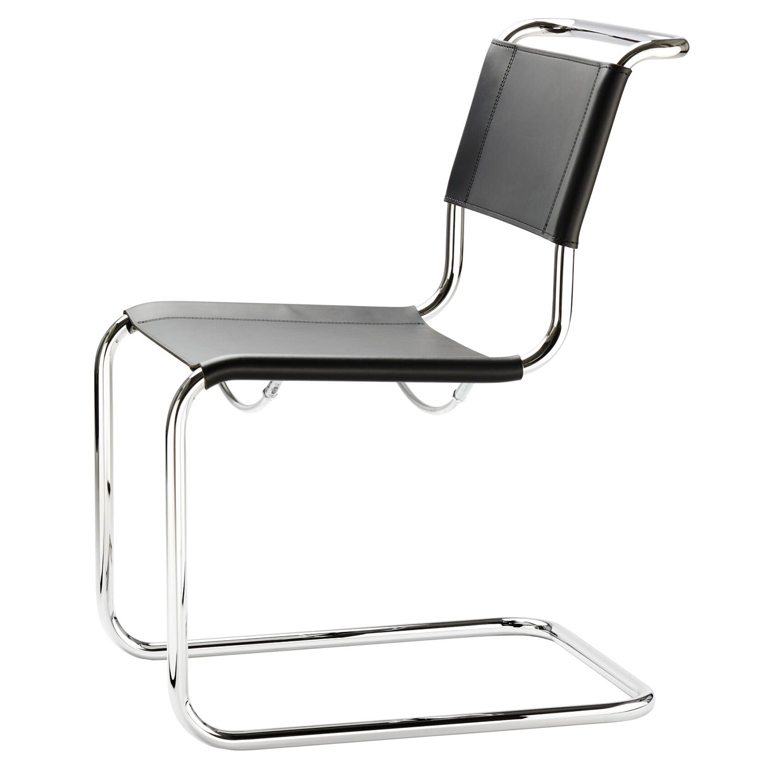 Thonet - S33 Stuhl chrom / Kernleder schwarz