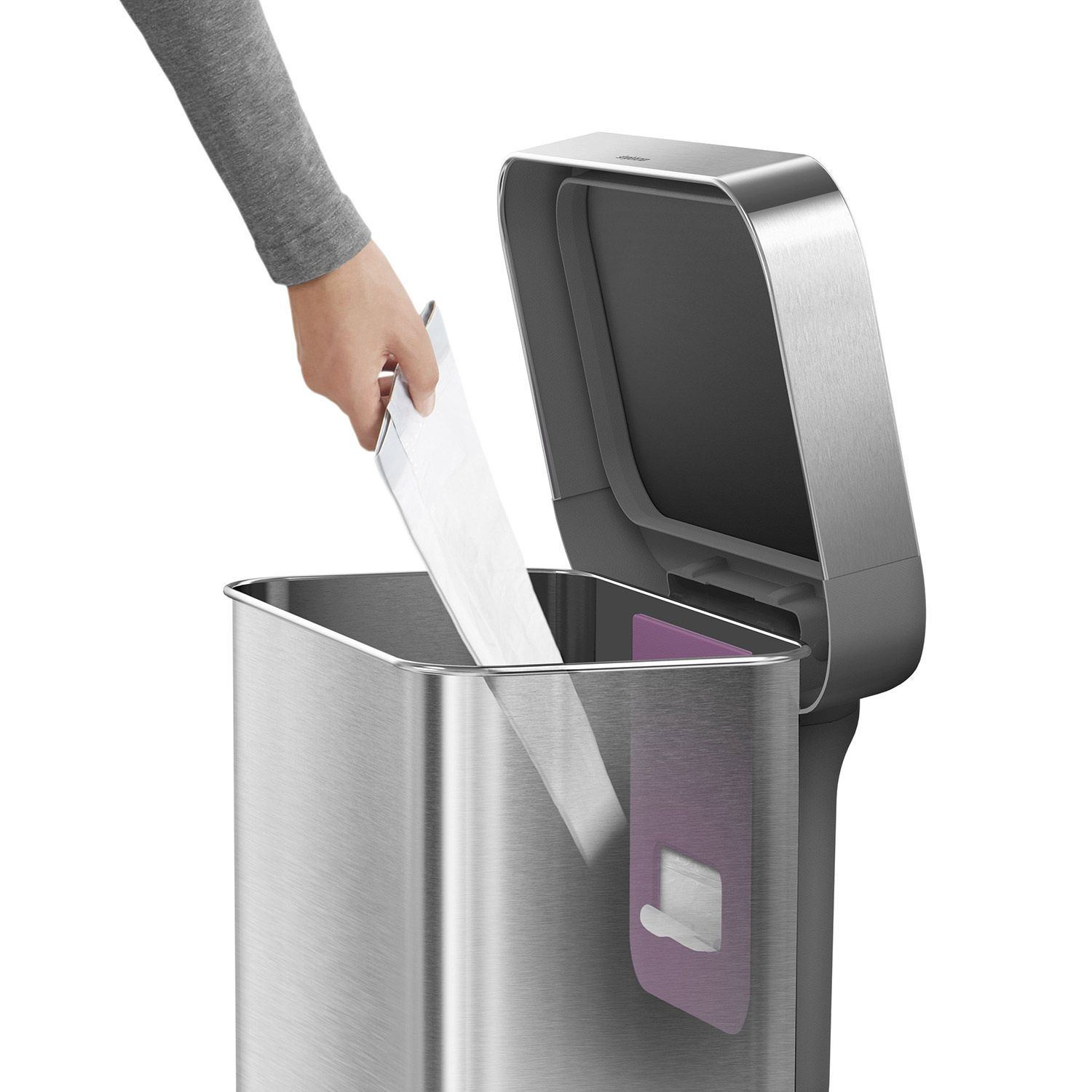 simplehuman treteimer 45 l gebuerstet beutelspender 98304