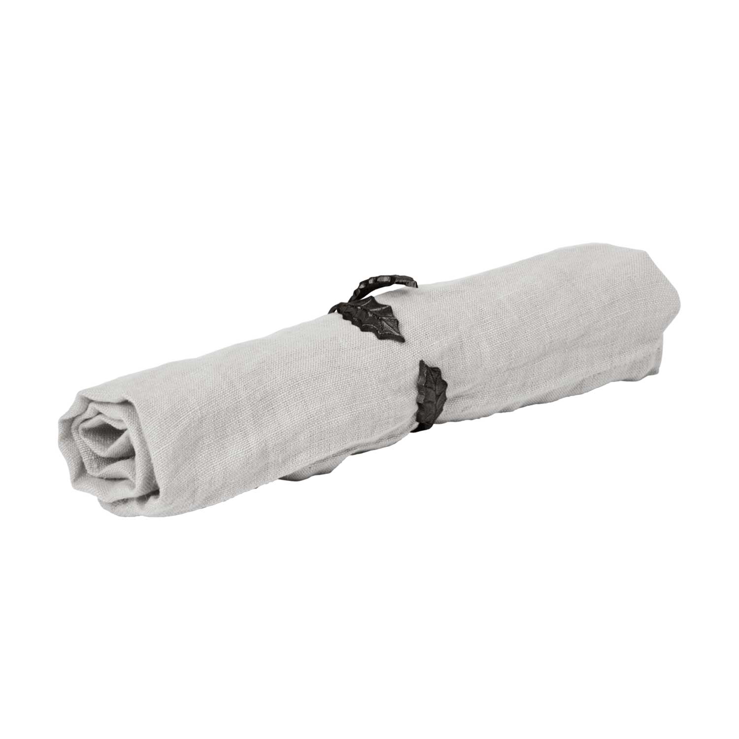 Ferm Living - Holly Leaf Serviettenringe 4er-Set black brass