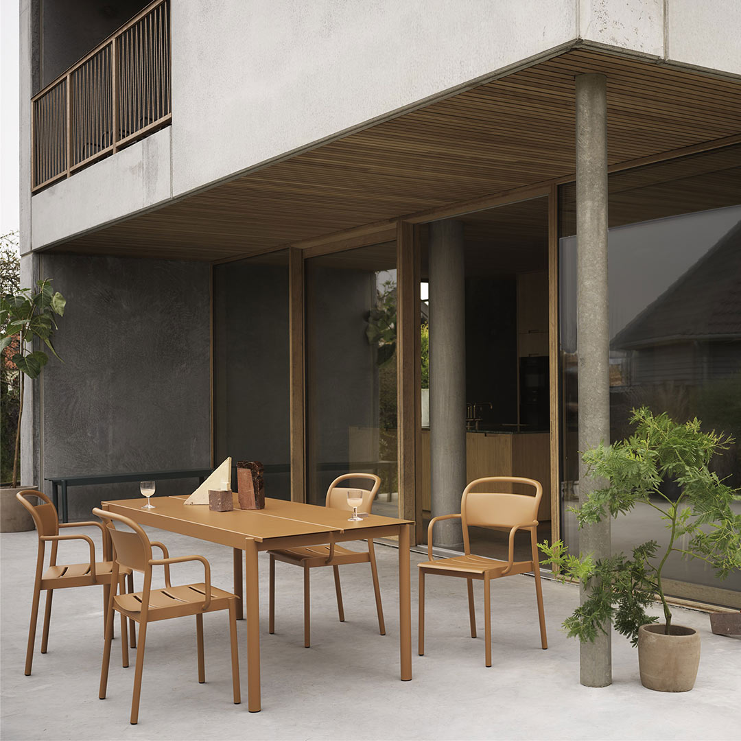 muuto linear armchair burnt orange outdoorstuhl 65392