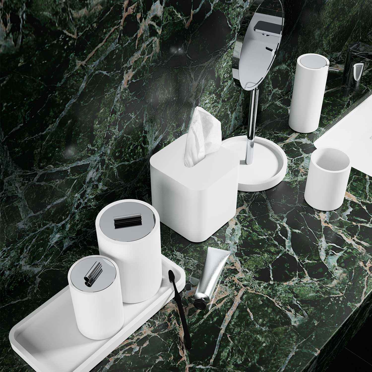 decor walther standkosmetikspiegel stone weiss 65502