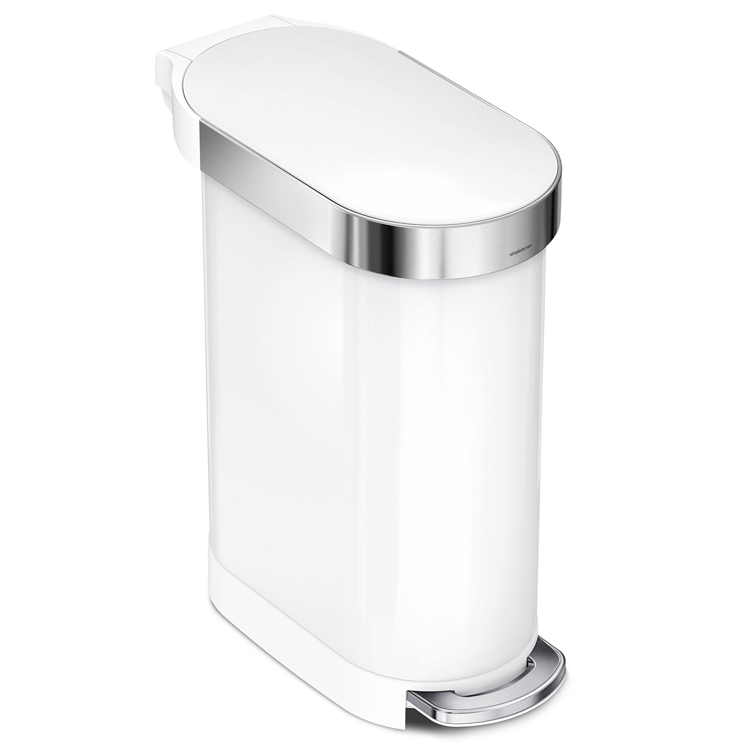 simplehuman treteimer schmal edelstahl weiss 98322