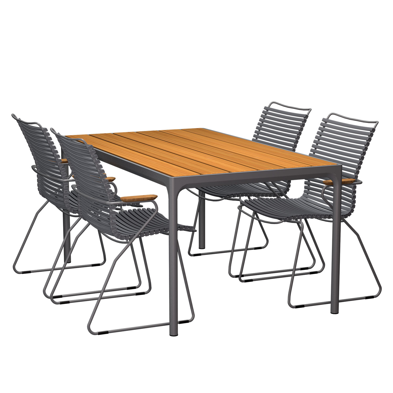 HOUE - Set Four grau 160x90 cm + 4x Click S. hoch dunkelgrau
