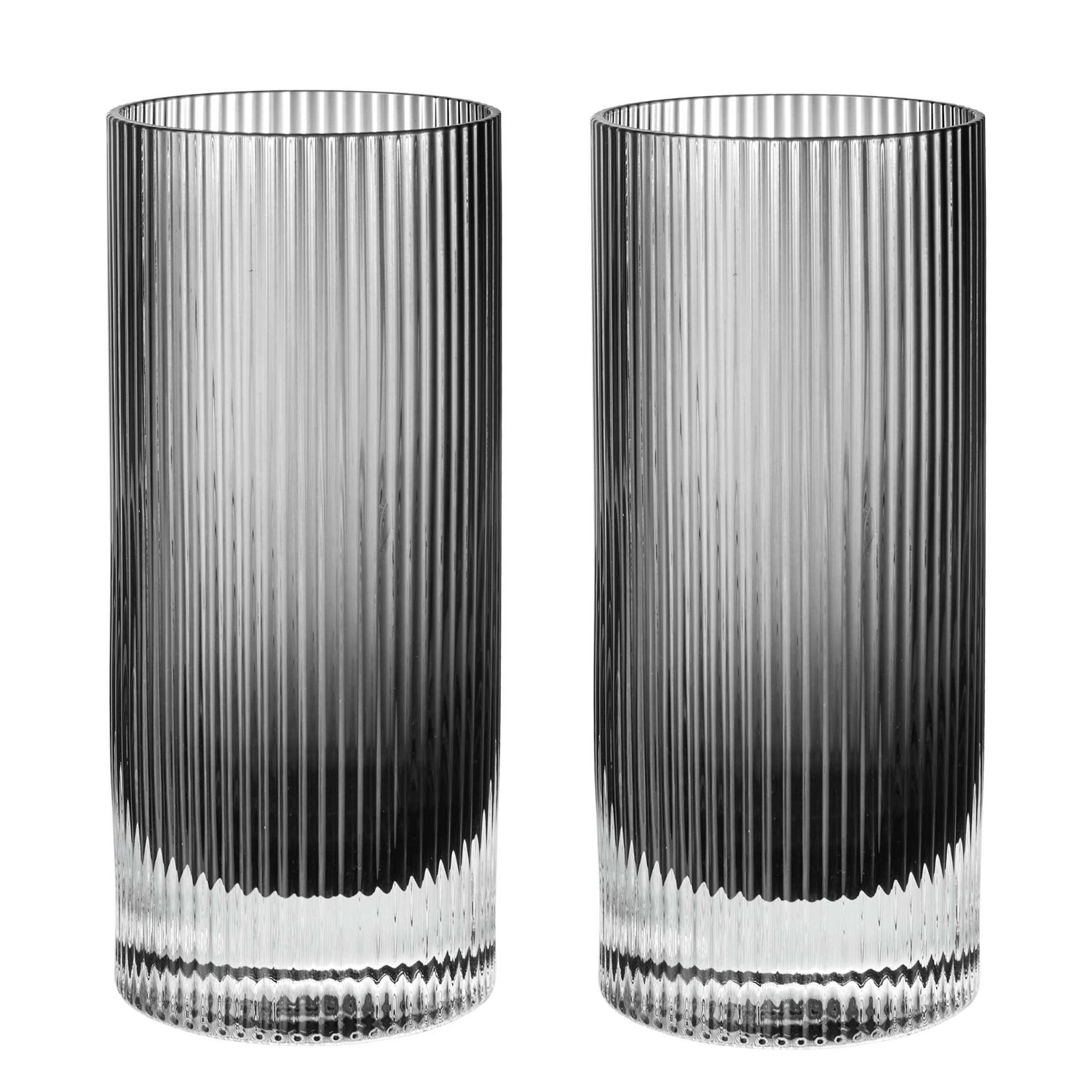 Ferm Living - Ripple Highball Gläser 2er Set smoked grey