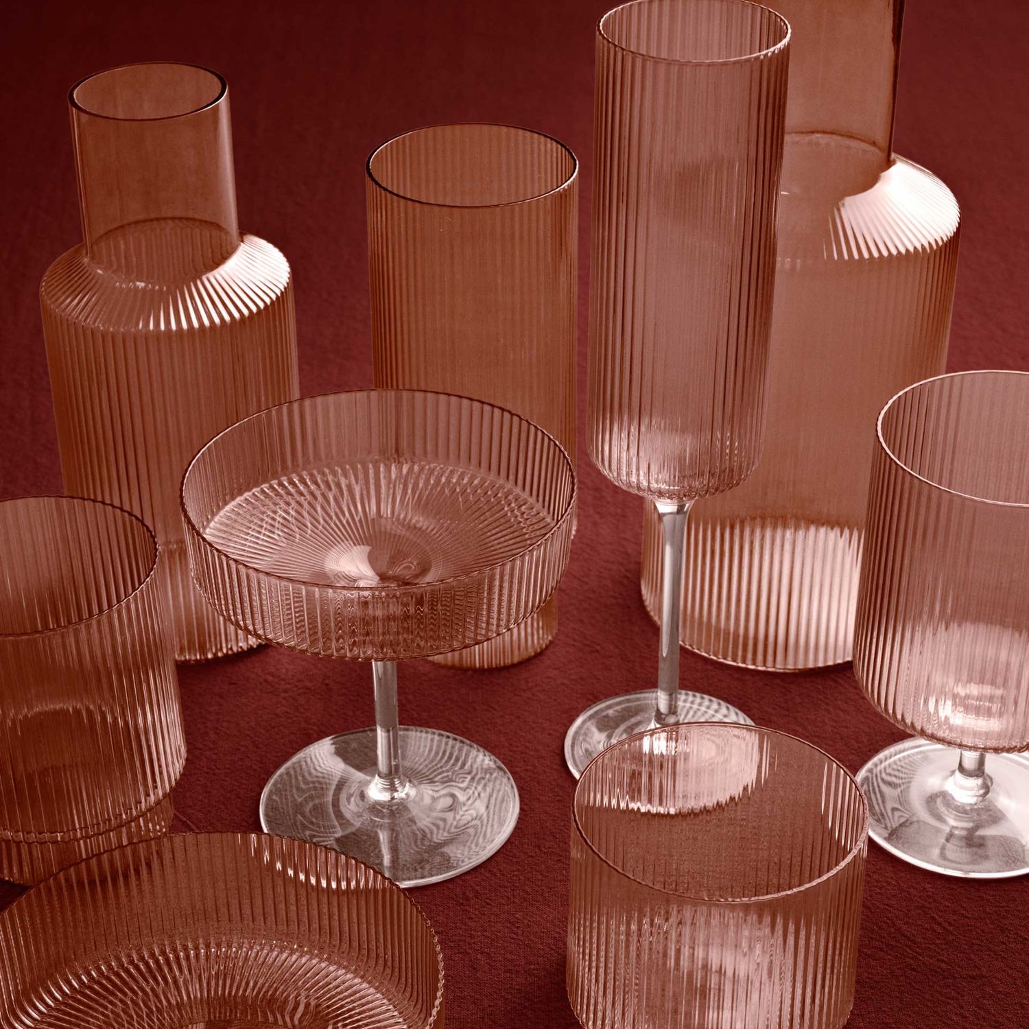 Ferm Living - Ripple Champagnerflöten 2er-Set blush