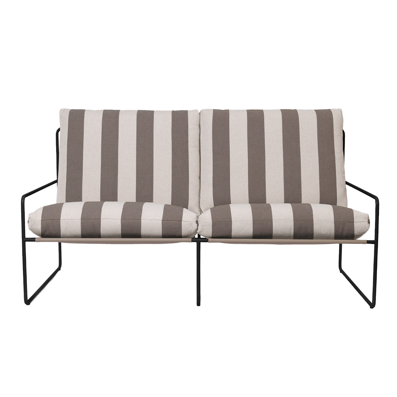 Ferm Living - Desert 2-Sitzer Sofa black/ Stripe chocolate