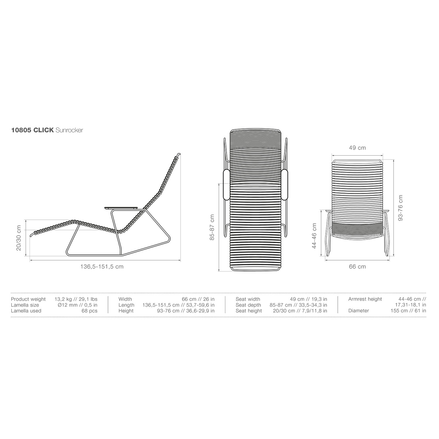 houe click sunrocker abmessungen 93029