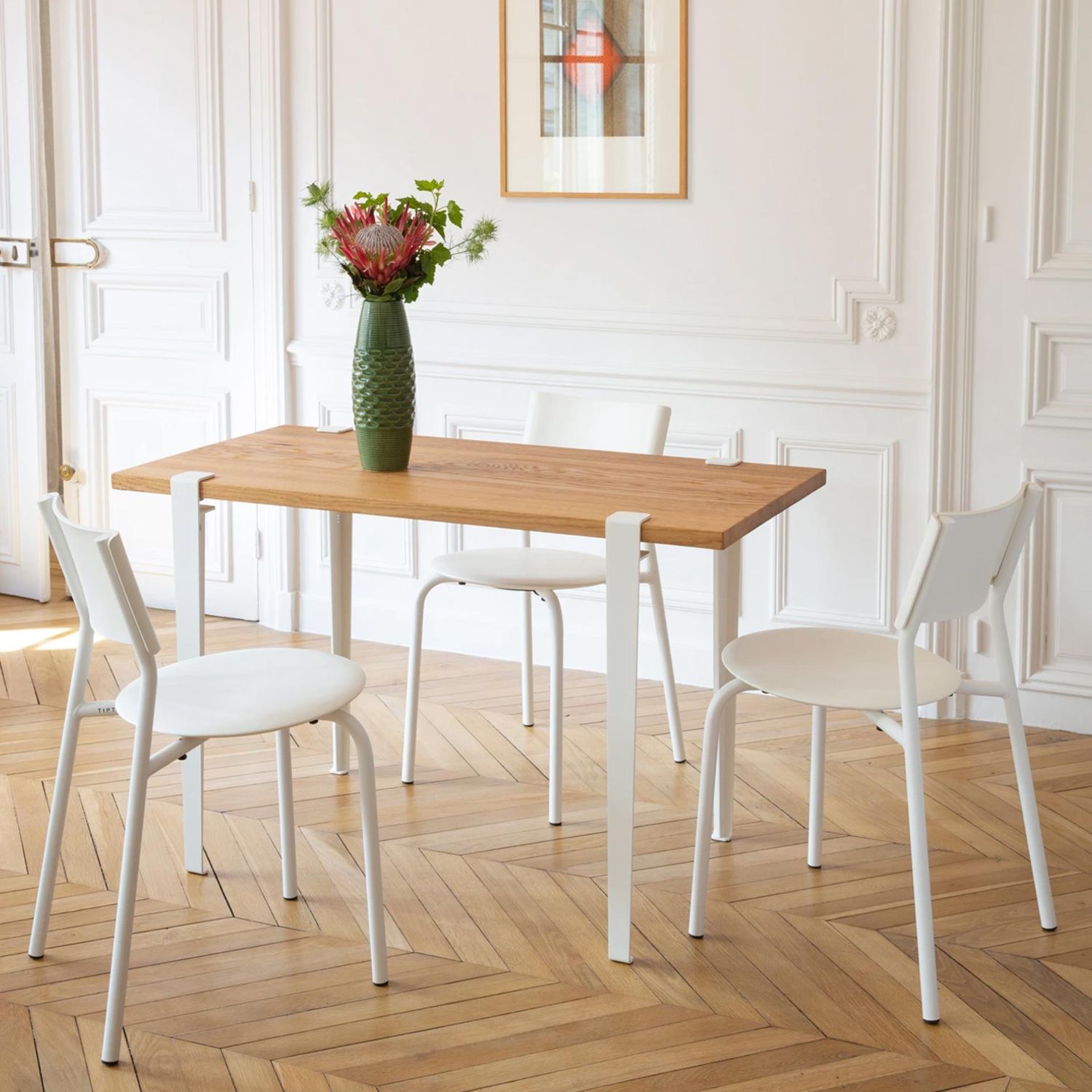 Tiptoe - Esstisch recyceltes Altholz 120x60 cm weiß-creme