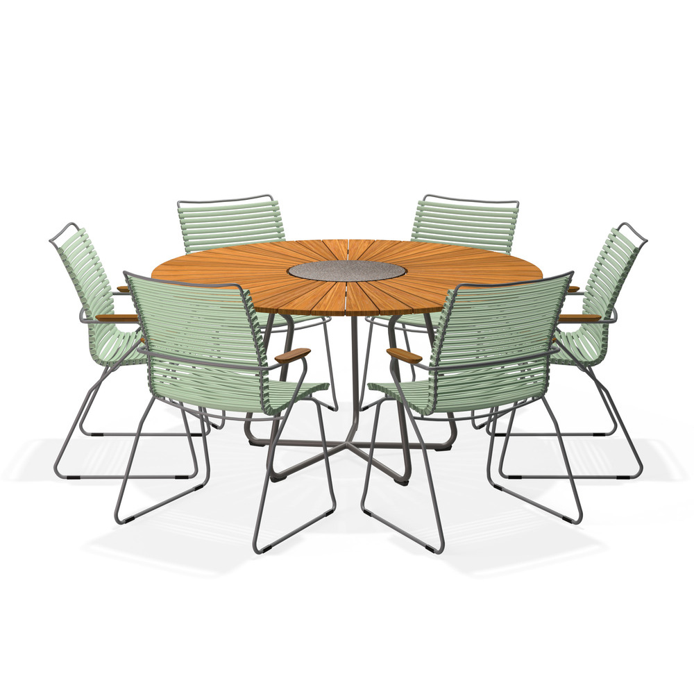 HOUE – Set Circle Tisch Ø 150 cm + 6x Click Sessel hoch