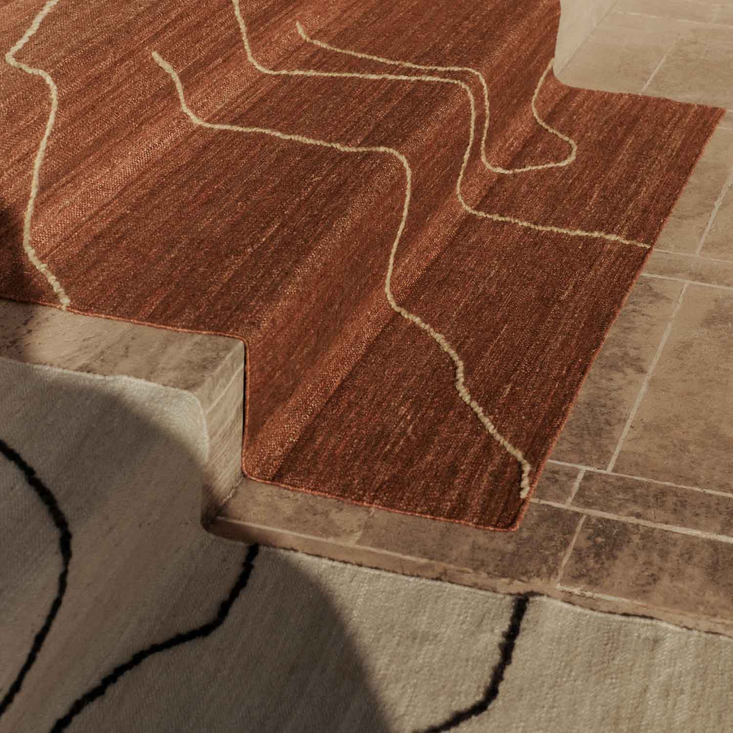 Ferm Living - Gesso Juteteppich 140x200 terracotta/off-white