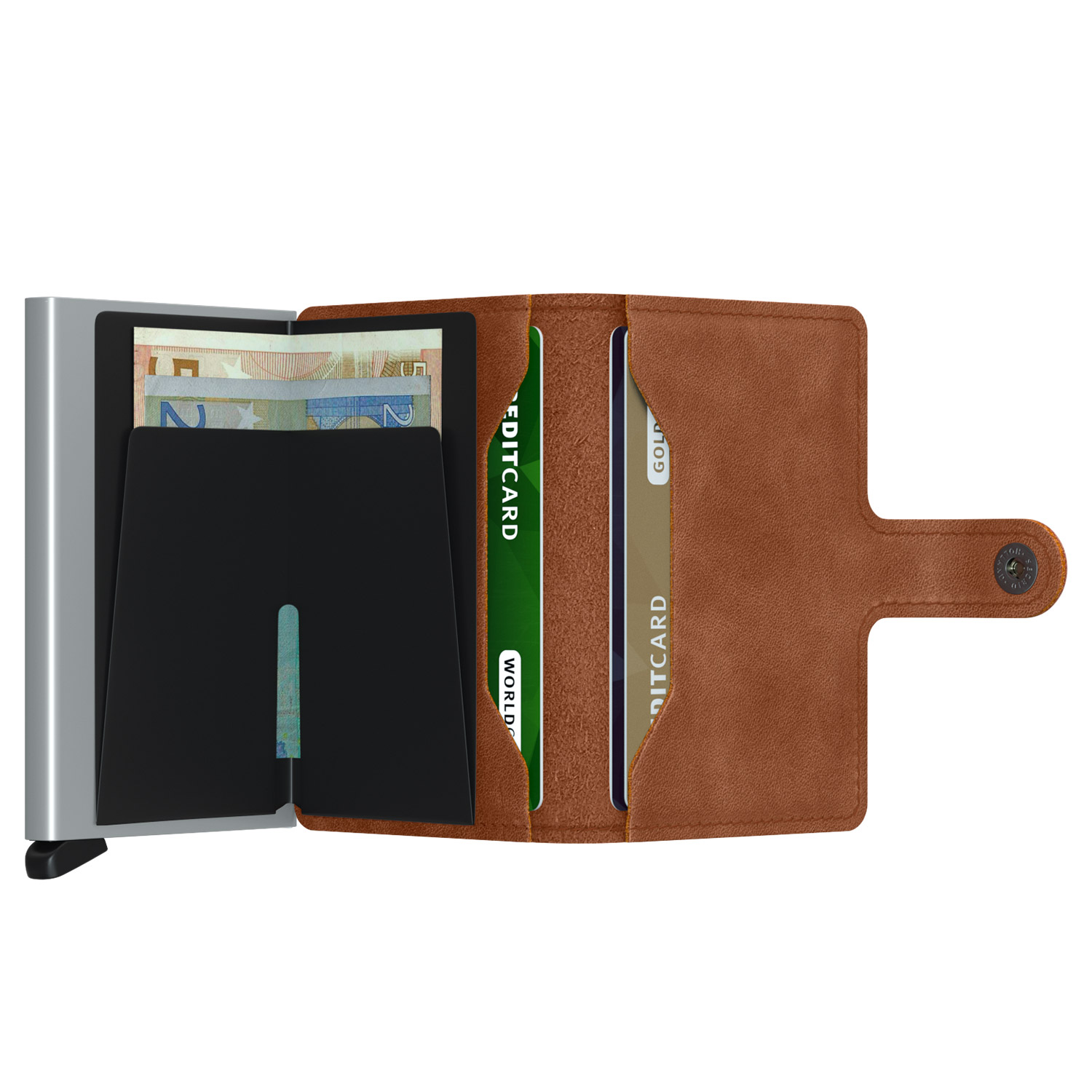 miniwallet MV vintage cognac silver offen secrid 53408
