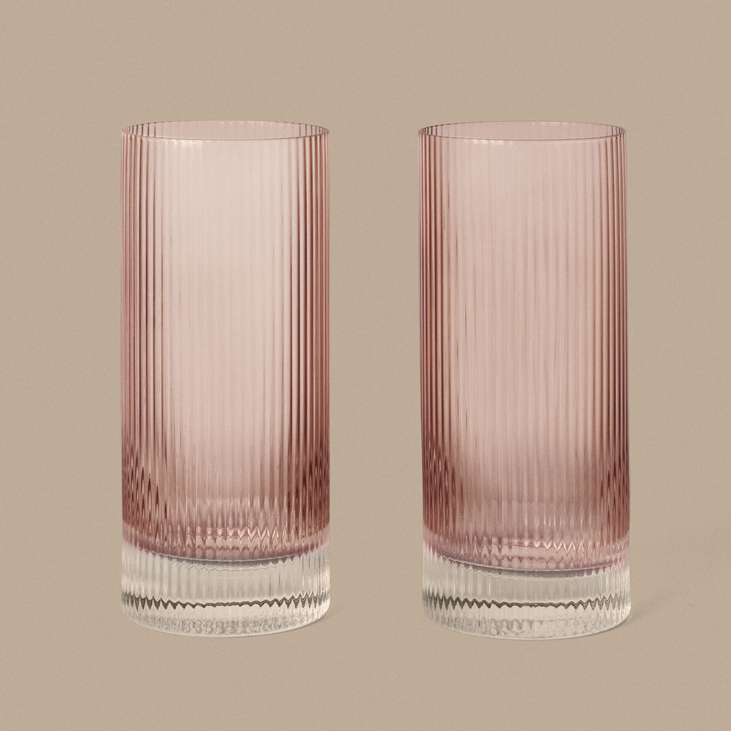 Ferm Living - Ripple Highball Gläser 2er Set blush
