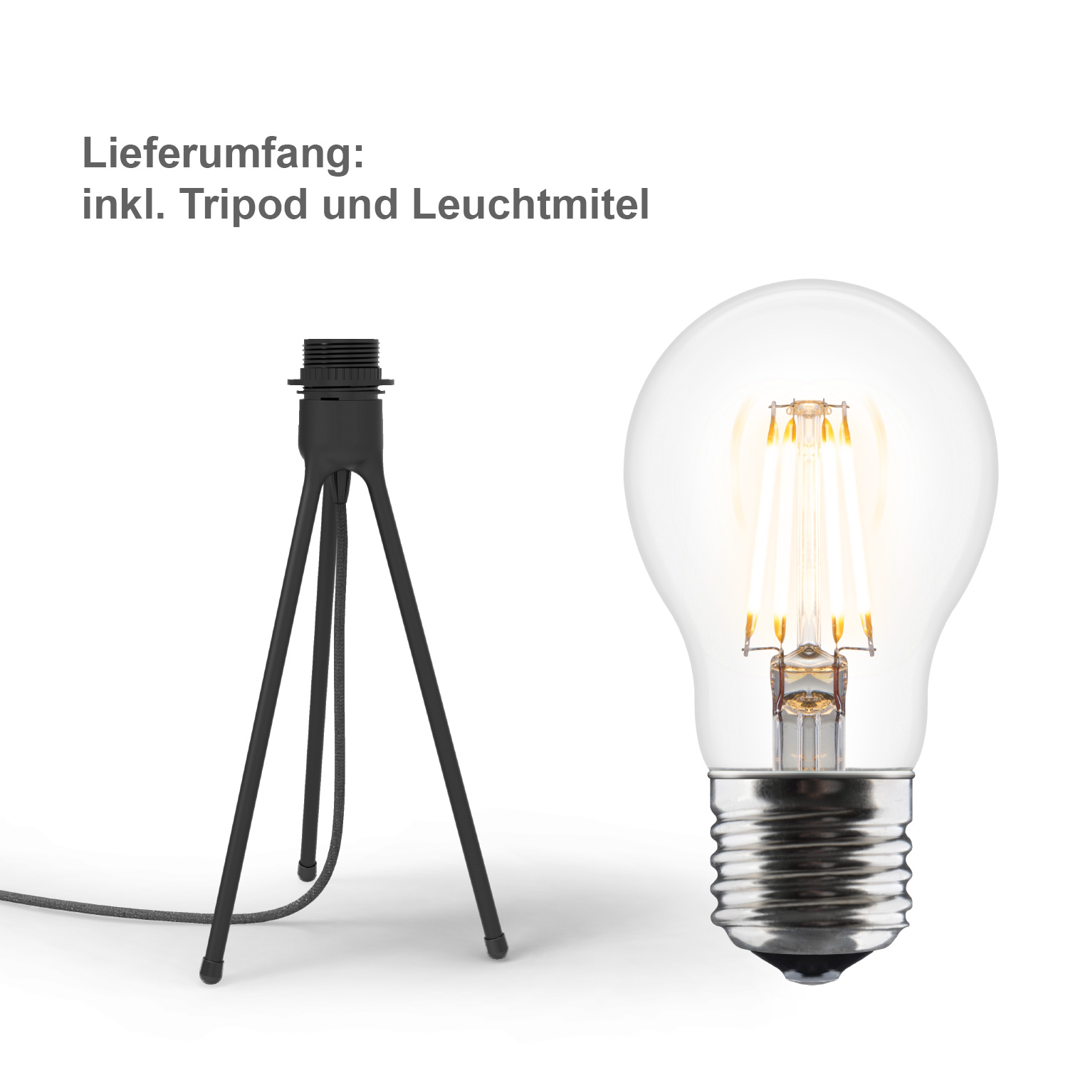 umage tripod nieder schwarz leuchtmittel