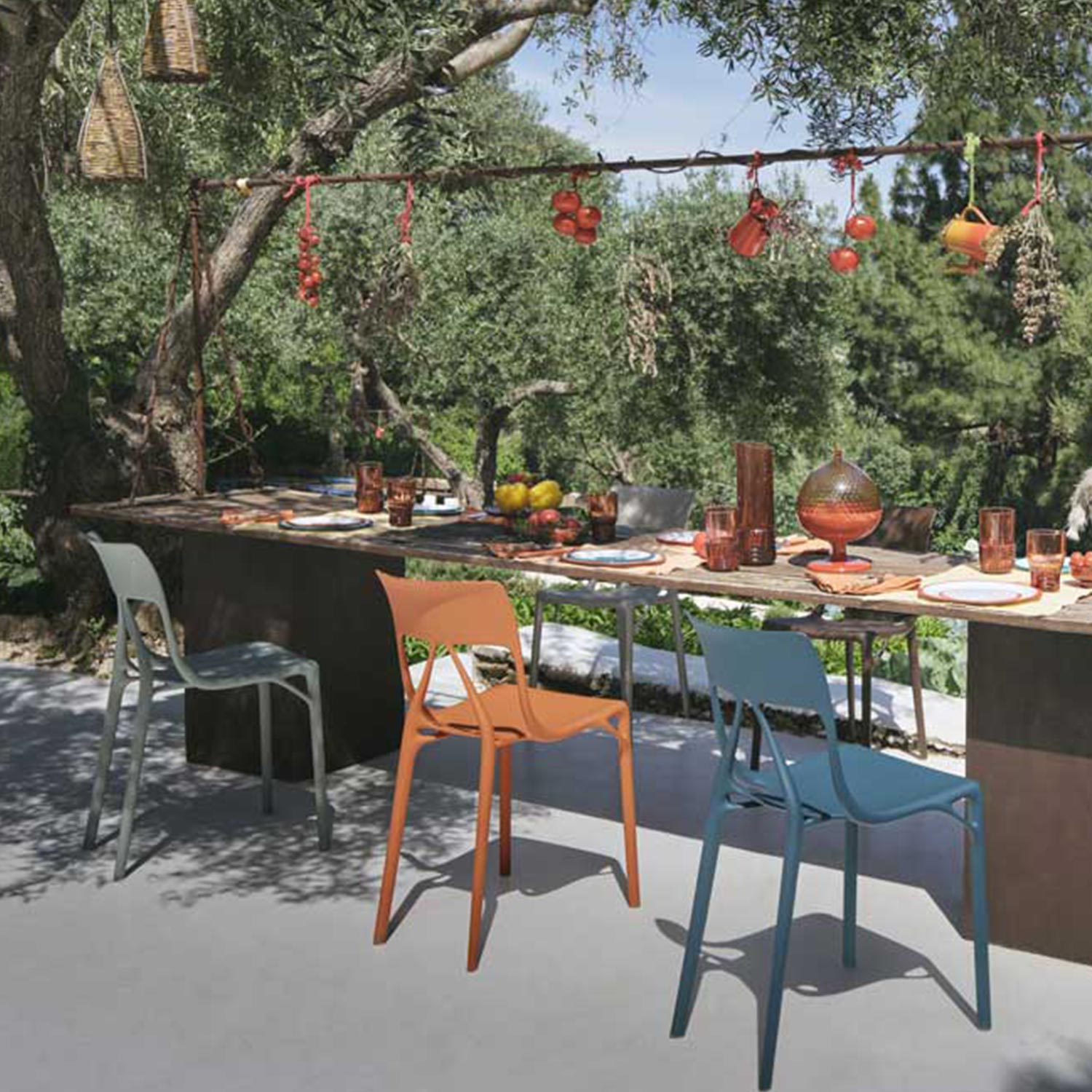 Kartell - A.I. light Stuhl dunkelbraun