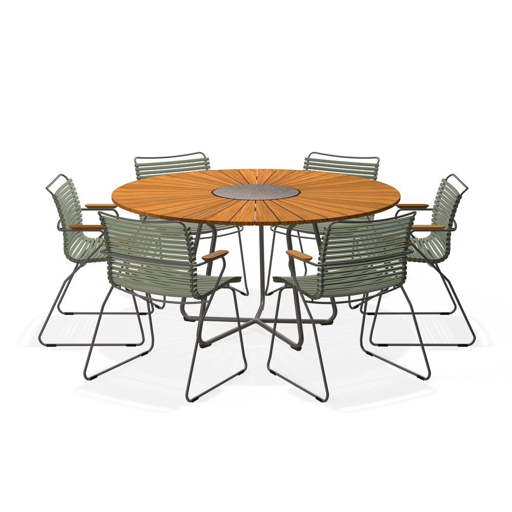 HOUE – Set Circle Ø150 cm + 6x Click Sessel olivgrün