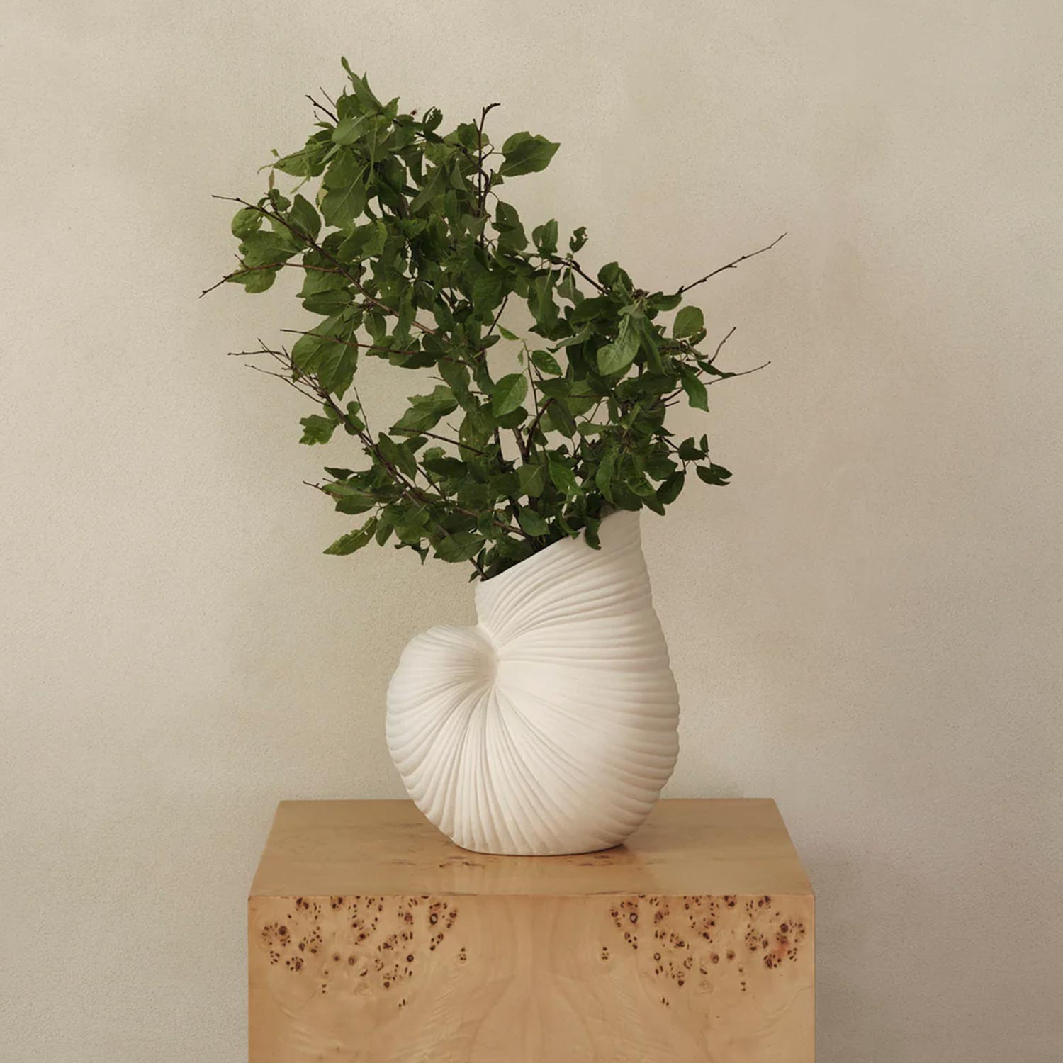 ferm LIVING Shell Vase 1104269904 auf Podest 104430