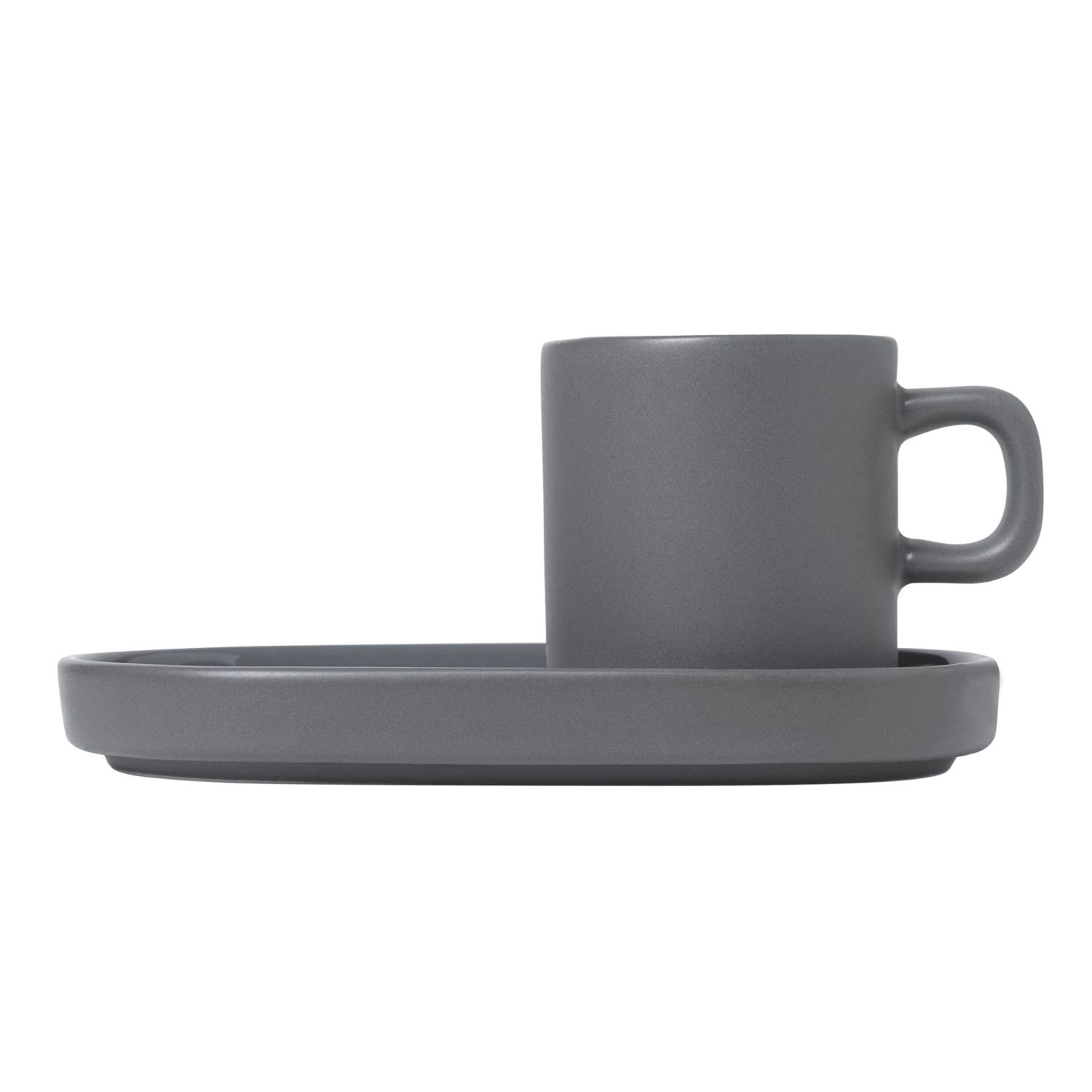 blomus - PILAR 2x Espressotasse mit Untersetzer pewter