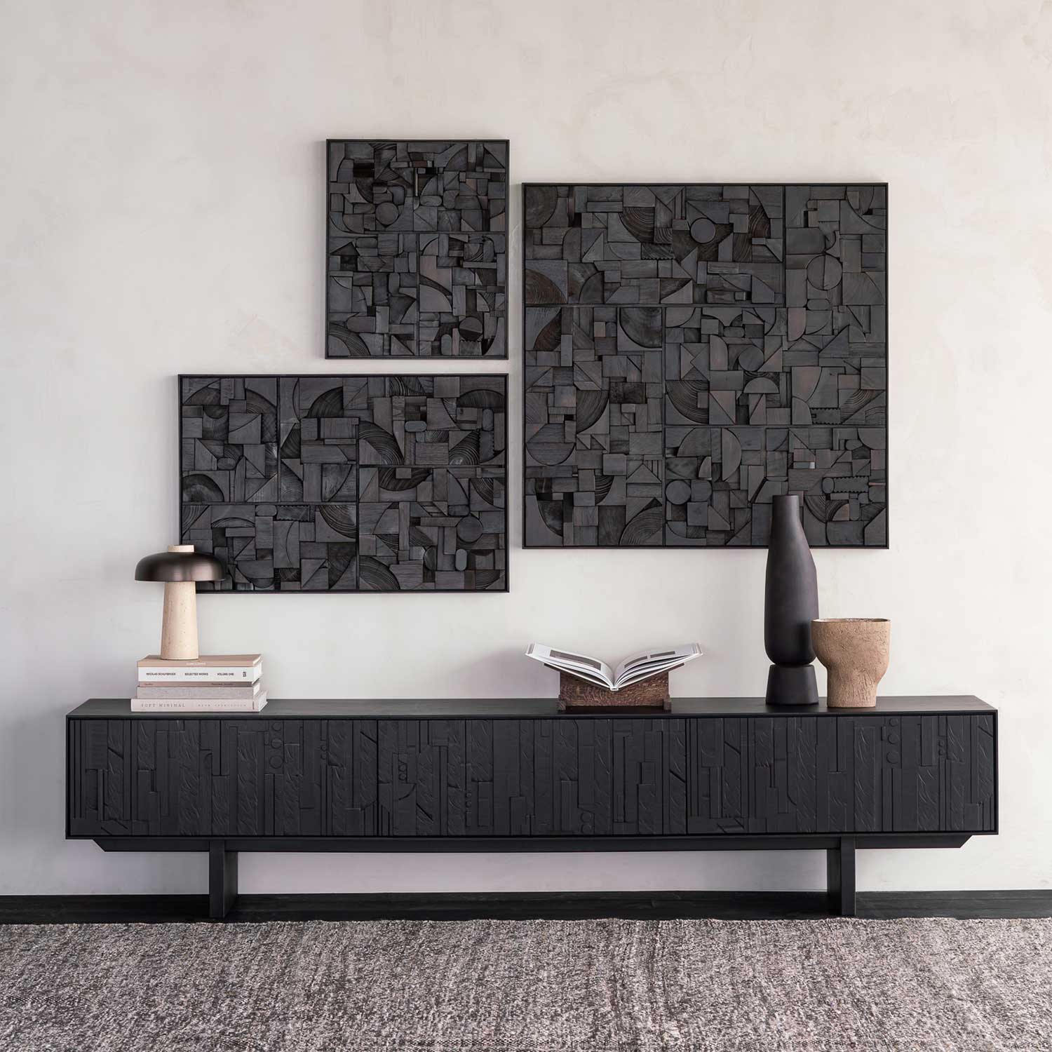 ethnicraft bricks wanddekoration dunkelbraun klein rechteckig wohnzimmer sideboard 92258