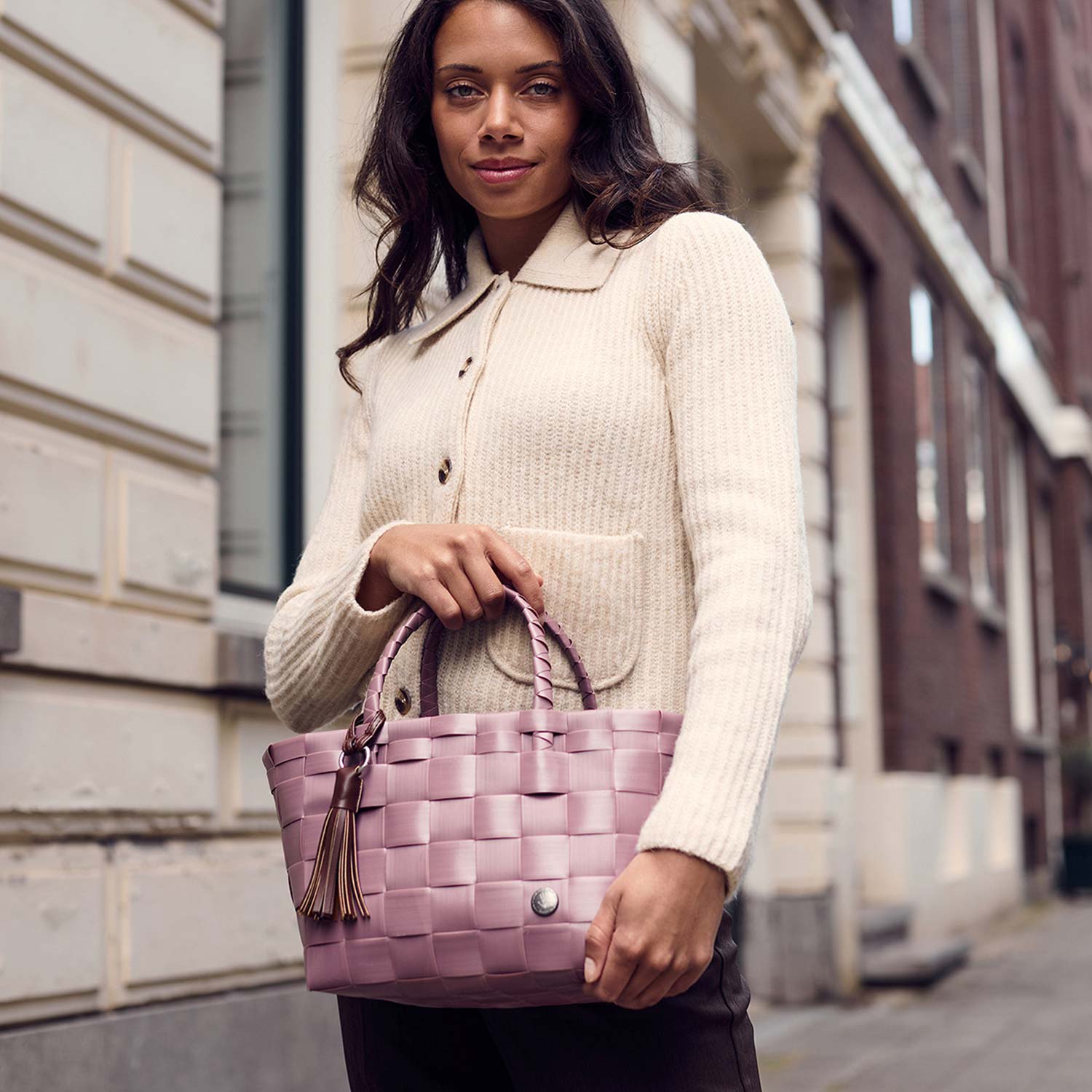 Handed By - Mini Paris Shopper sage green