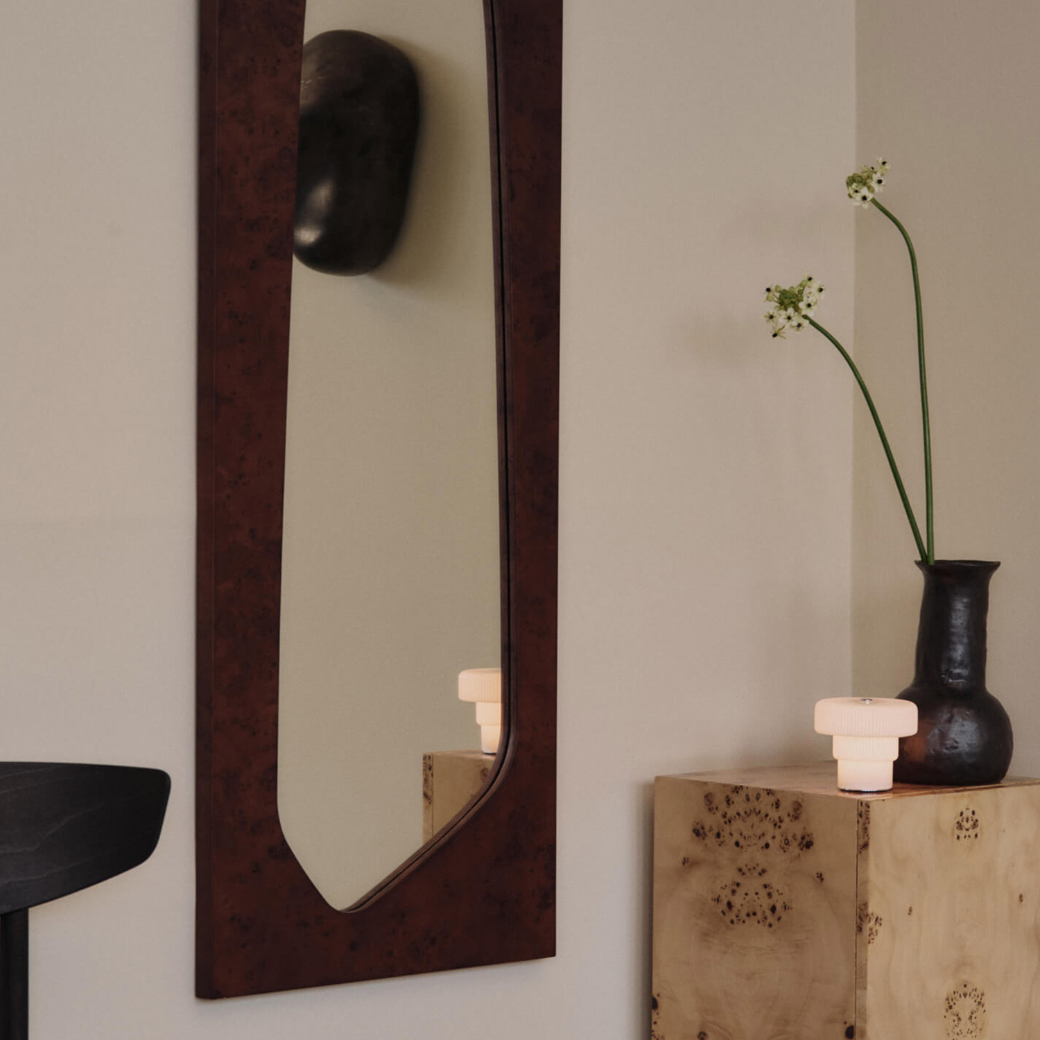 Ferm Living - Folia Spiegel H 82 cm dark stained burl