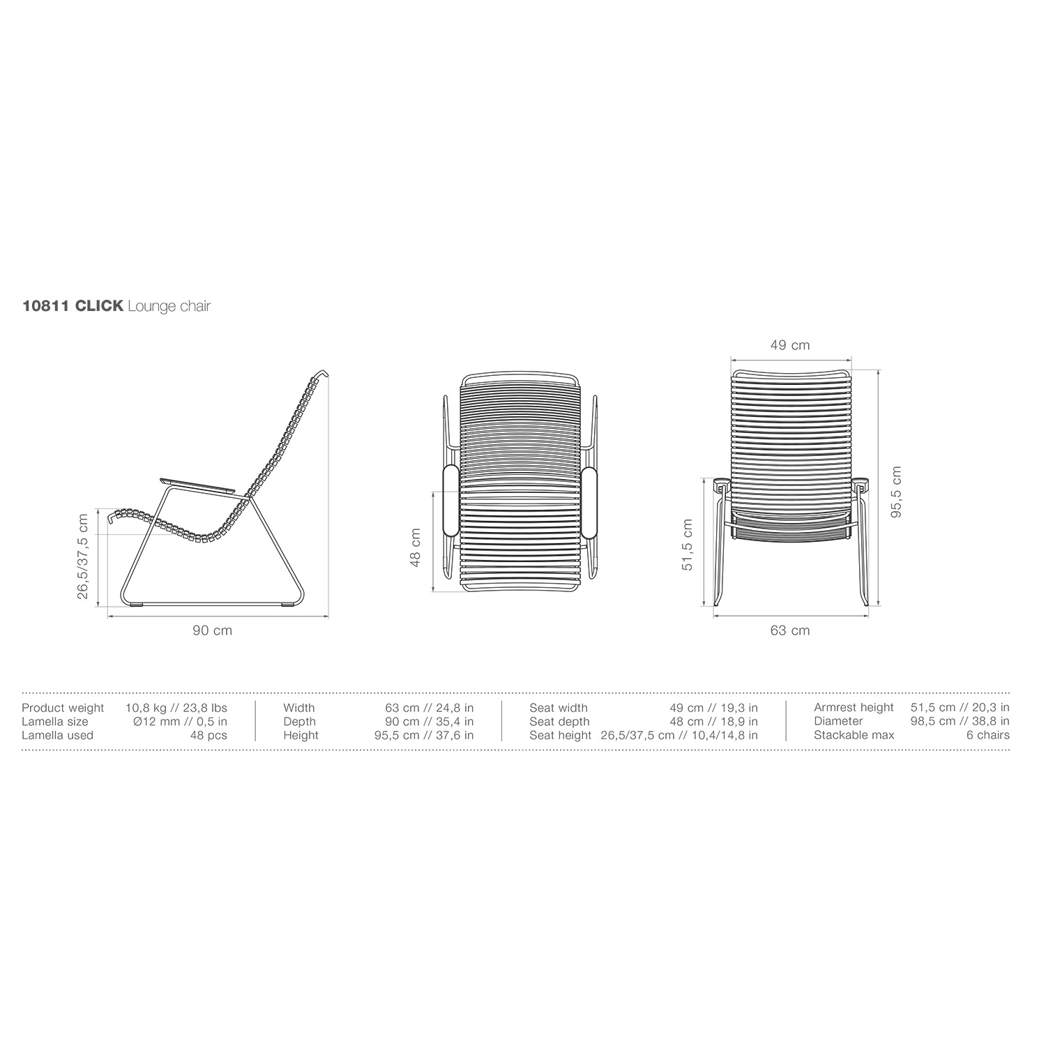 houe click lounge chair abmessungen 93049