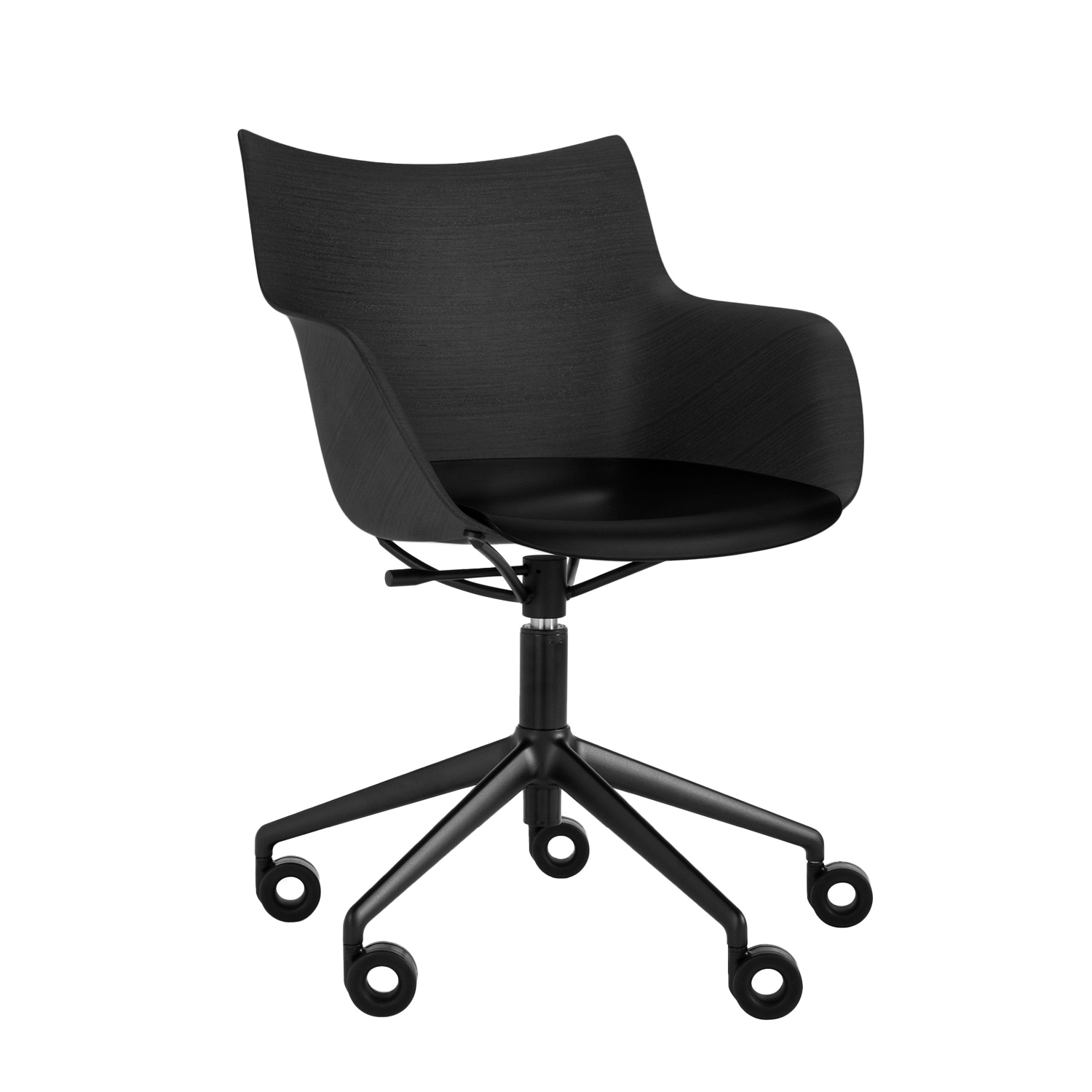 Kartell - Q/Wood Wheels Drehstuhl schwarz/schwarz