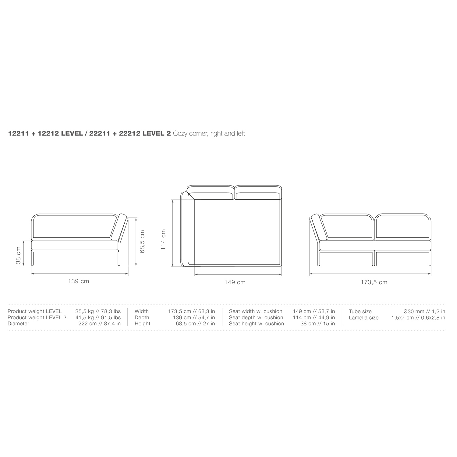houe level 2 cozy corner abmessungen 100559