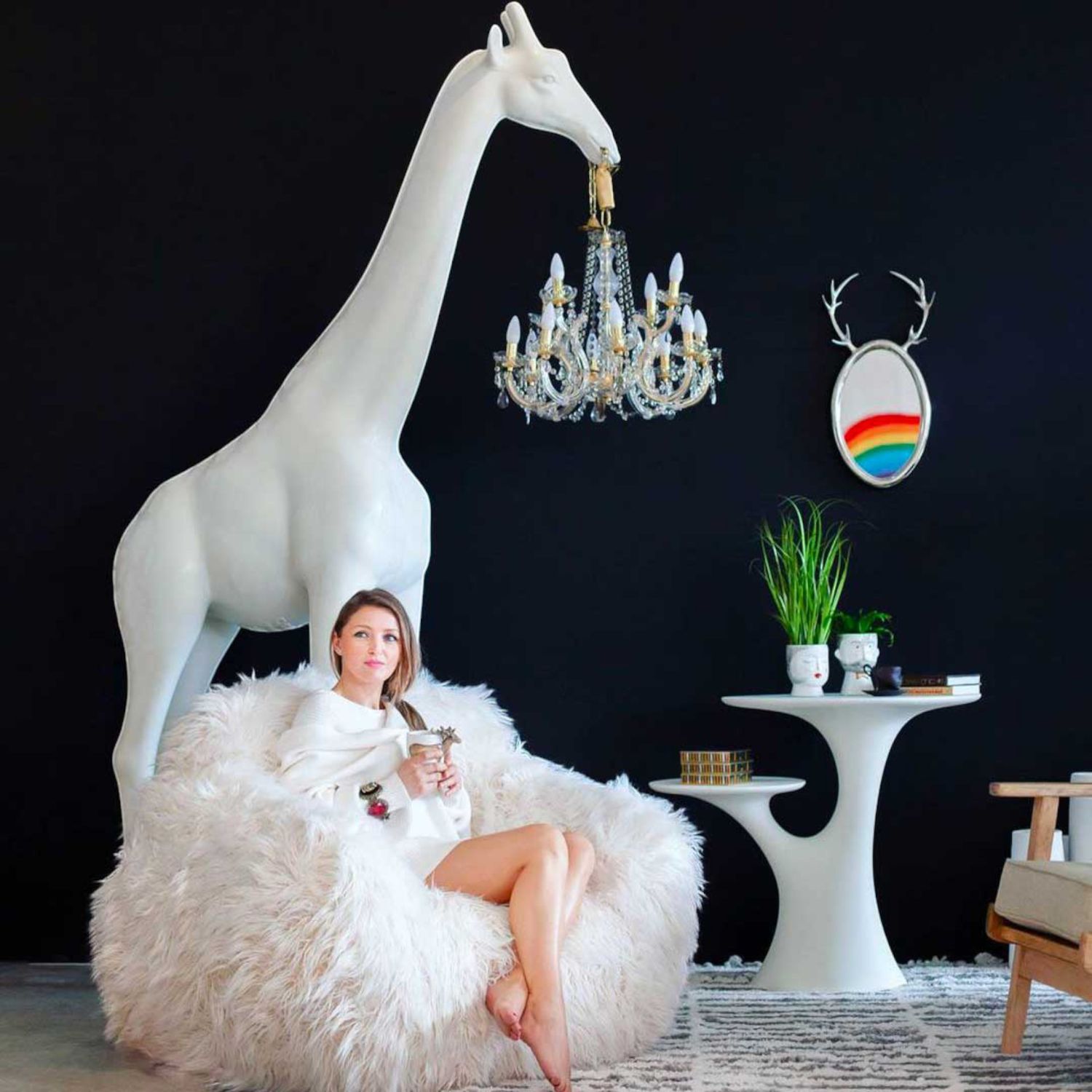 Qeeboo - Giraffe in Love M Outdoor weiß