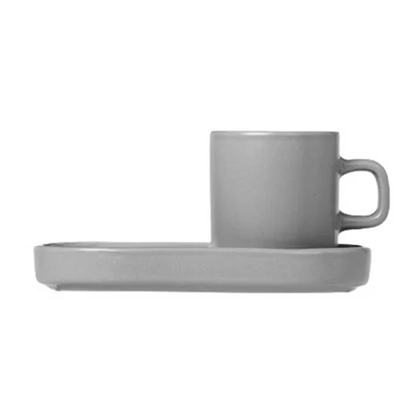 blomus - PILAR 2x Espressotasse mit Untersetzer mirage gray