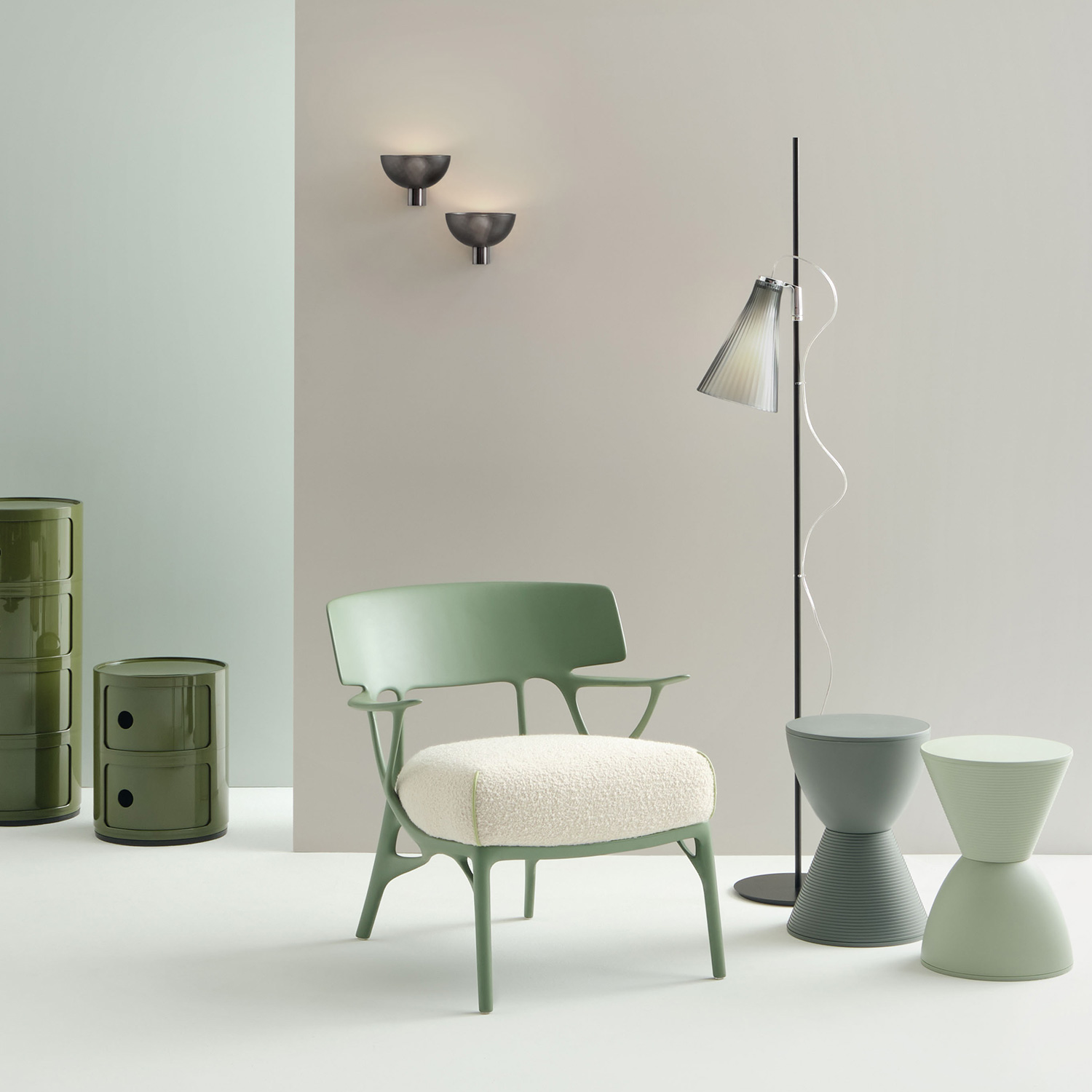 Kartell - A.I. Lounge Bouclé Sessel schwarz-schwarz