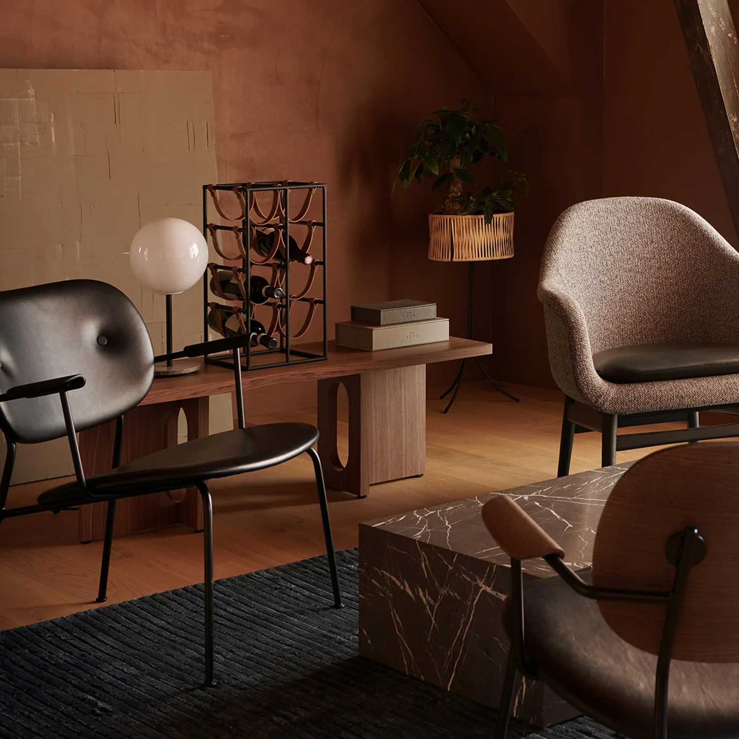 Audo - Harbour Loungesessel Dark Stained Oak/Bouclé 2