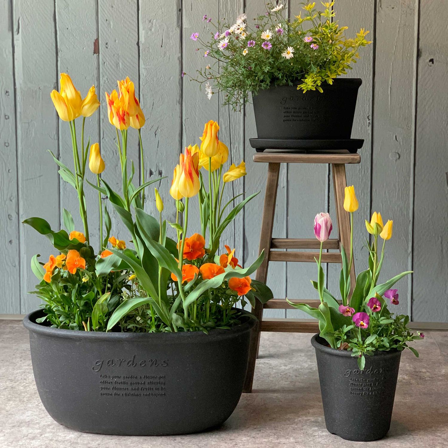 Hachiman - Eco Pot oval Blumentopf #320 5,4 l grau