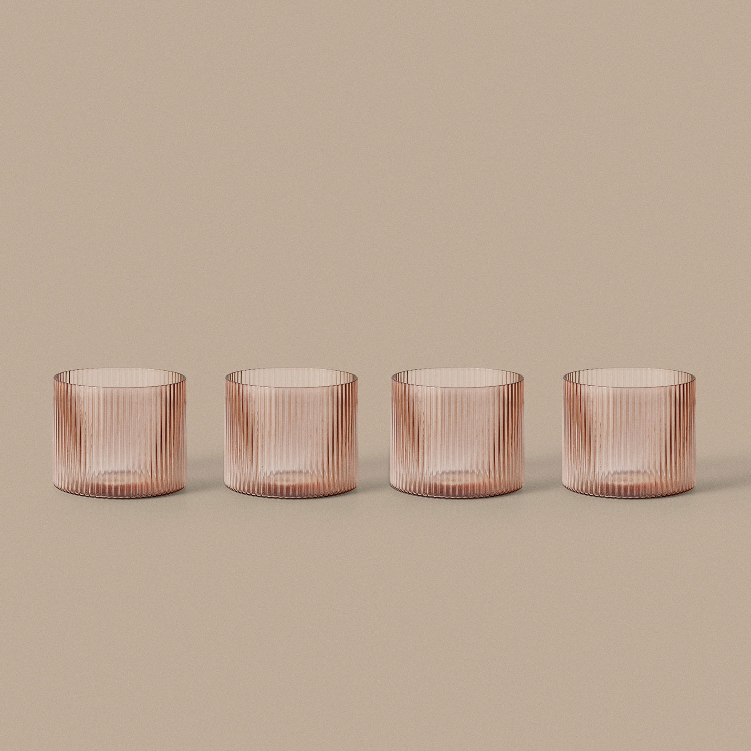 Ferm Living - Ripple Gläser niedrig 4er Set blush