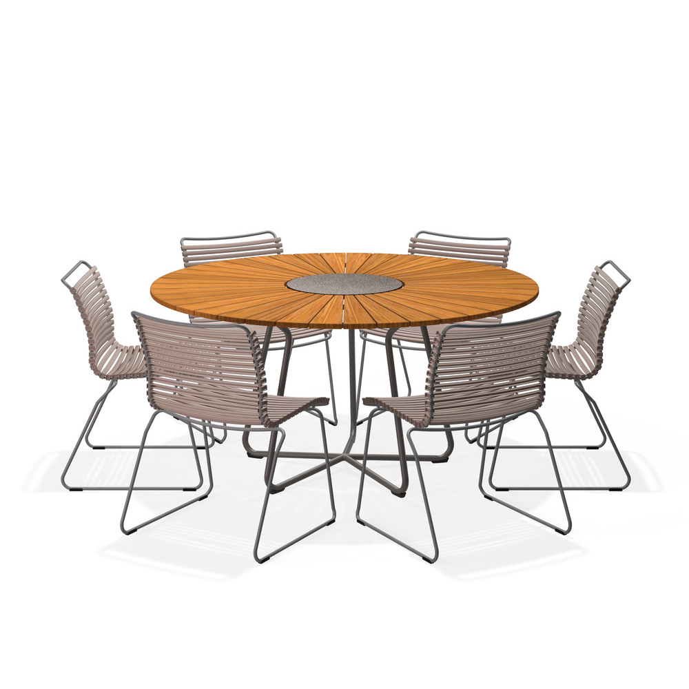 HOUE - Set Circle Tisch Ø150 cm + 6x Click Stuhl ohne Arml.