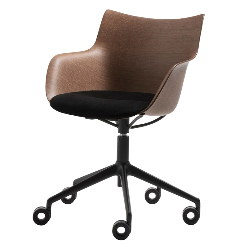 kartell q wood buerostuhl dunkles holz schwarz 102464