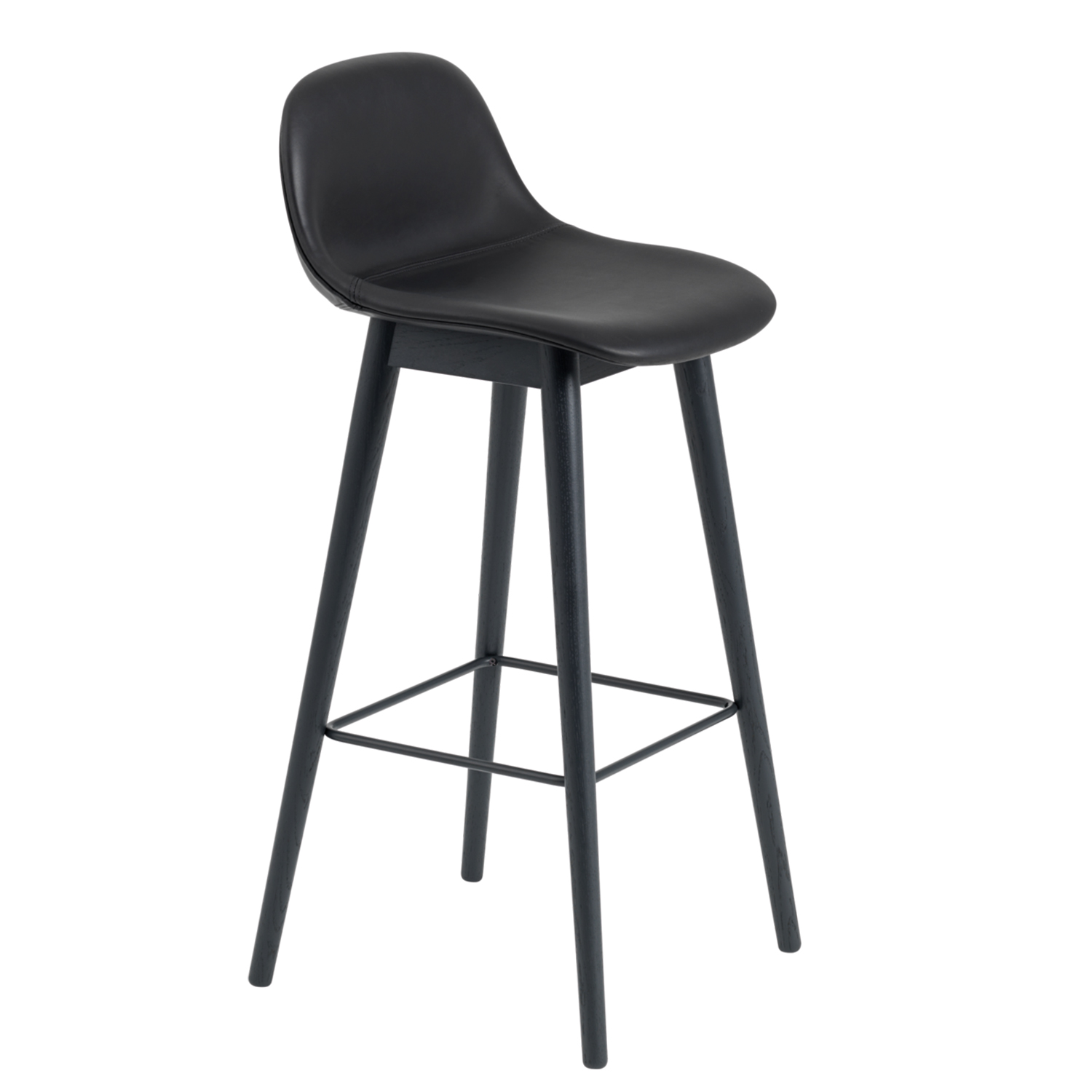 muuto fiber bar stool refine leder schwarz 83479