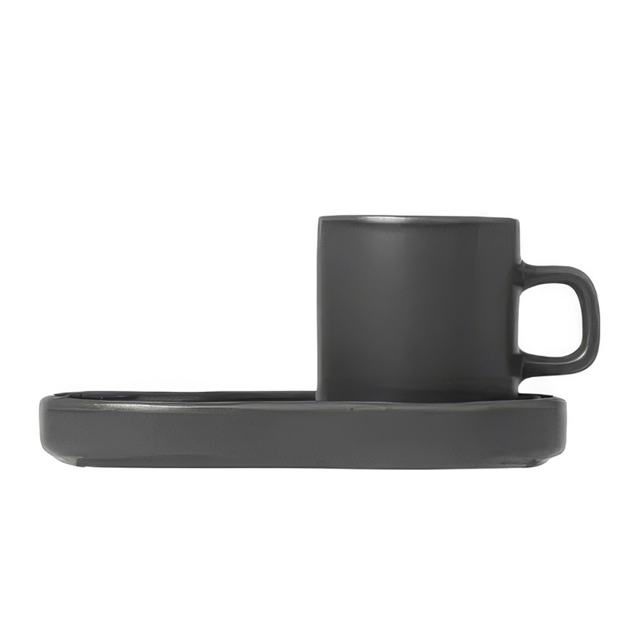 blomus - PILAR 2x Espressotasse mit Untersetzer agave green
