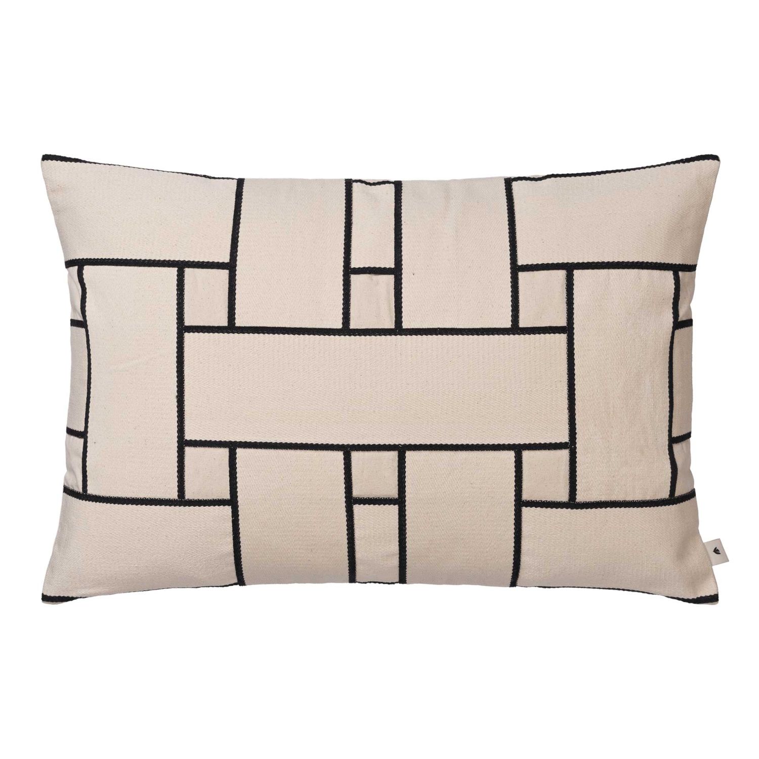 Ferm Living - Lattice Offset Kissen recht. off-white/schwarz