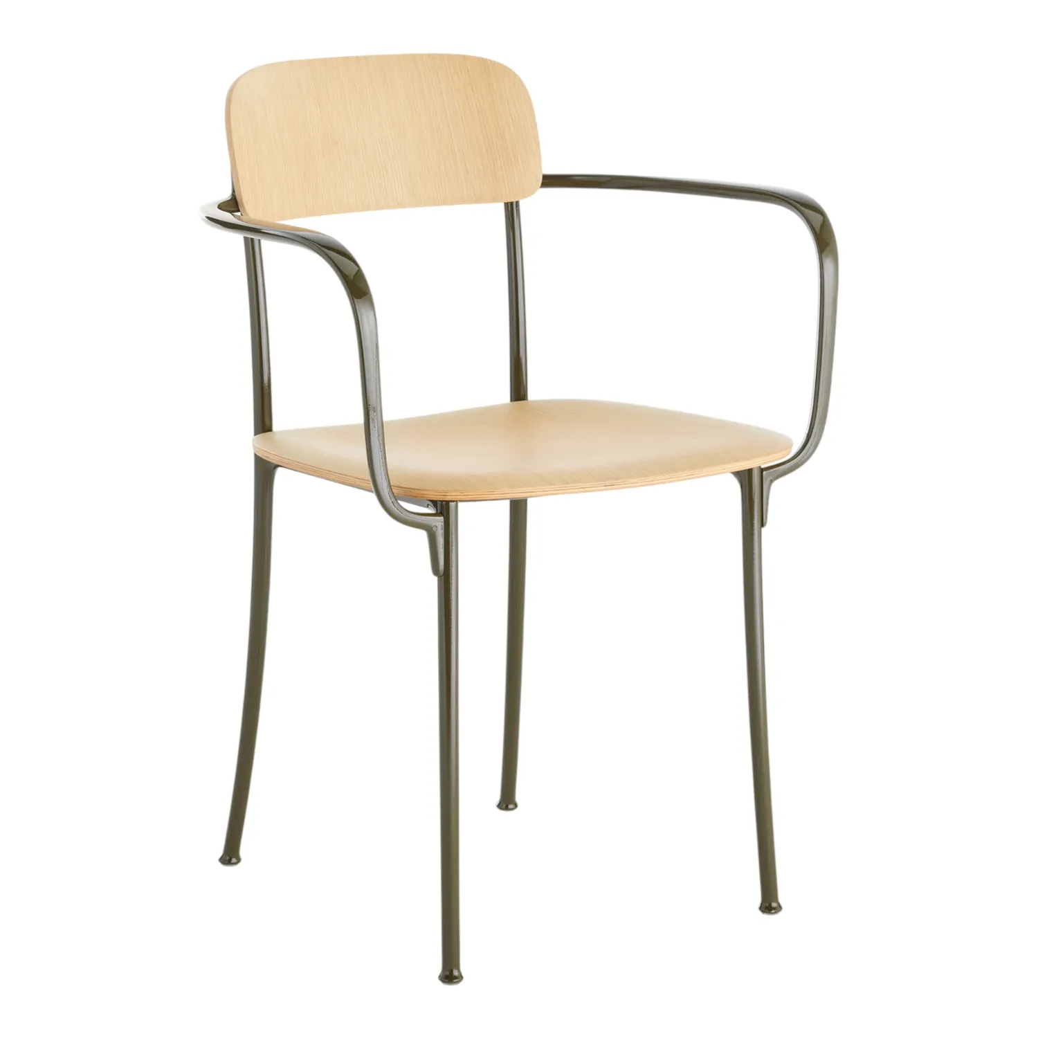 Kartell - Savoia Kleiner Holzsessel Eiche hell/grün