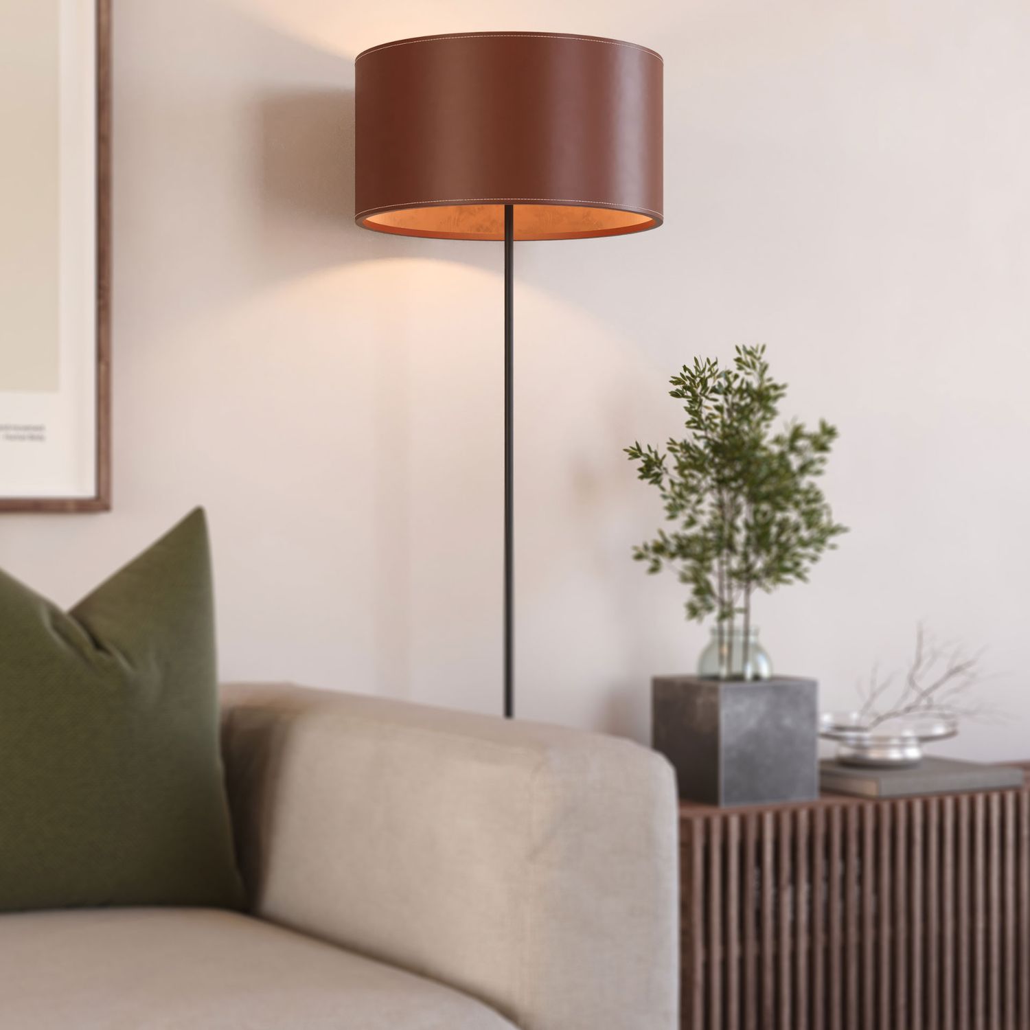 Cuero - Cylinder Leather Stehlampe 14 cm black