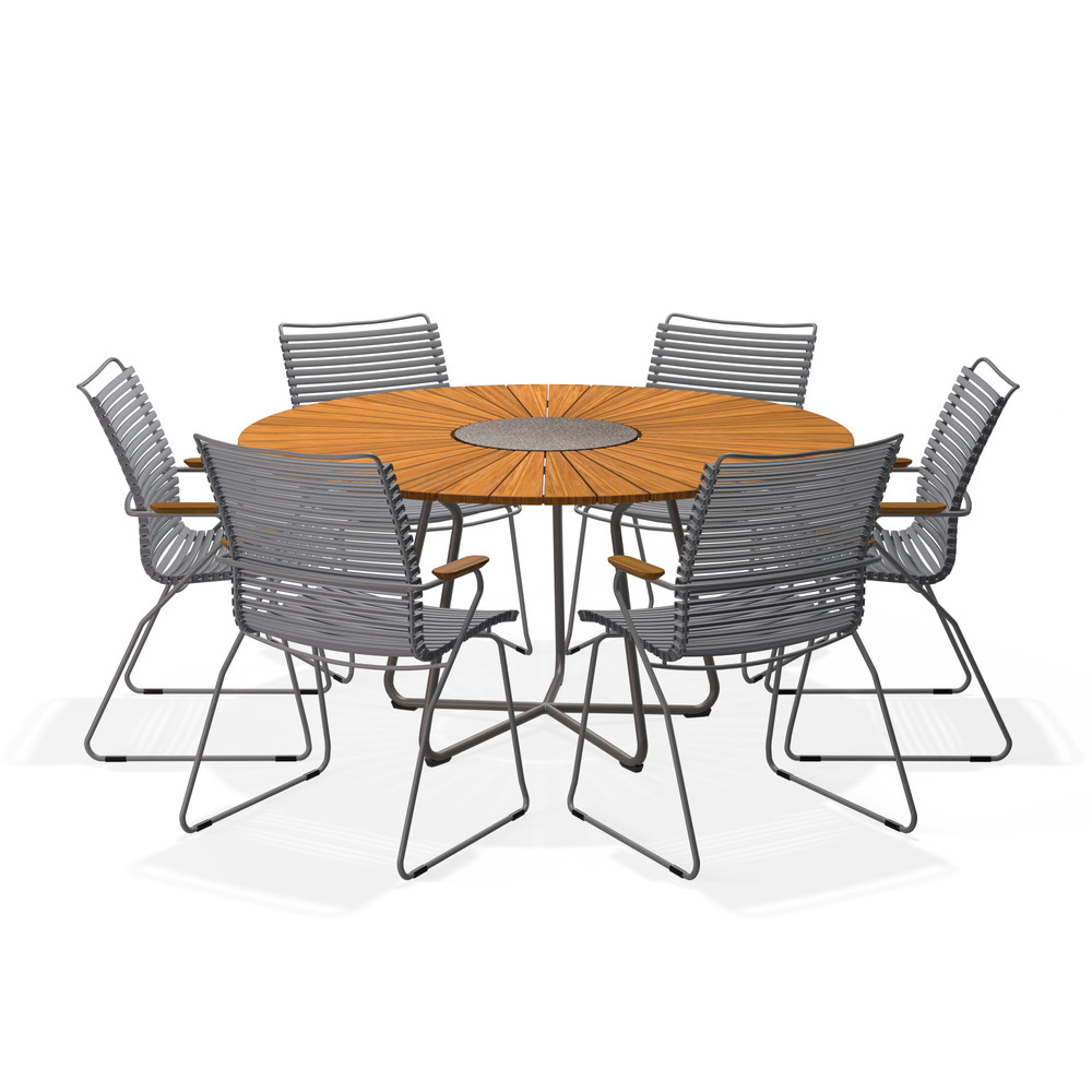 HOUE – Set Circle Ø150 cm + 6x Click Sessel hoch dunkelgrau