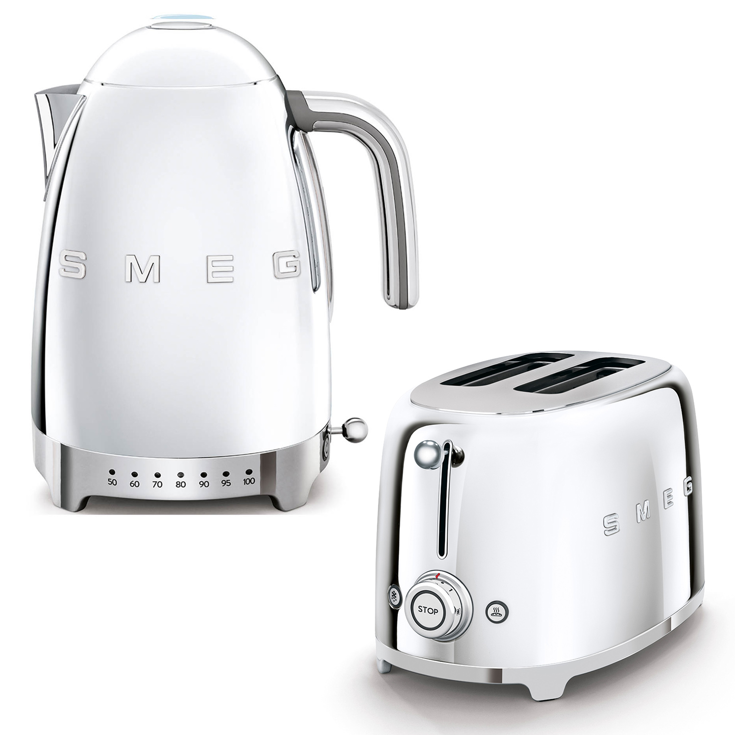 smeg set wasserkocher toaster chrom 56669