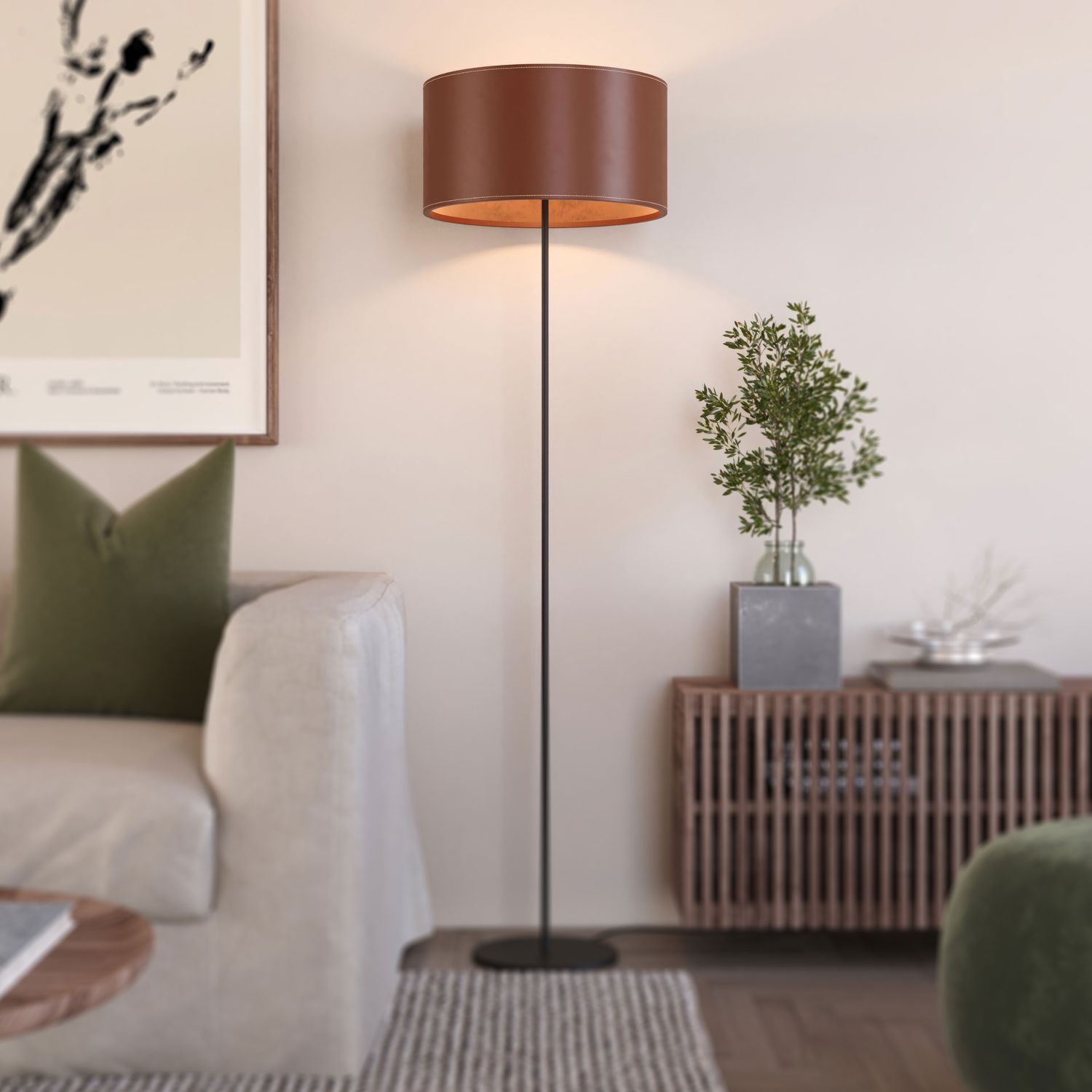 Cuero - Cylinder Leather Stehlampe 14 cm black