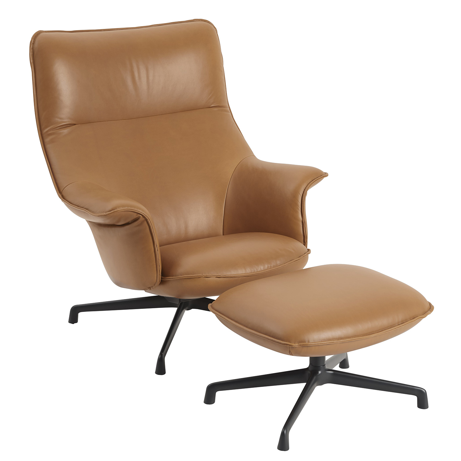 muuto Doze loungechair ottoman refine leather cognac anthracite blac 99203