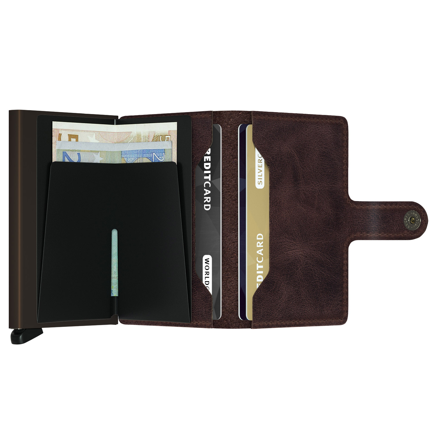 miniwallet MV vintage chocolate offen secrid 53407