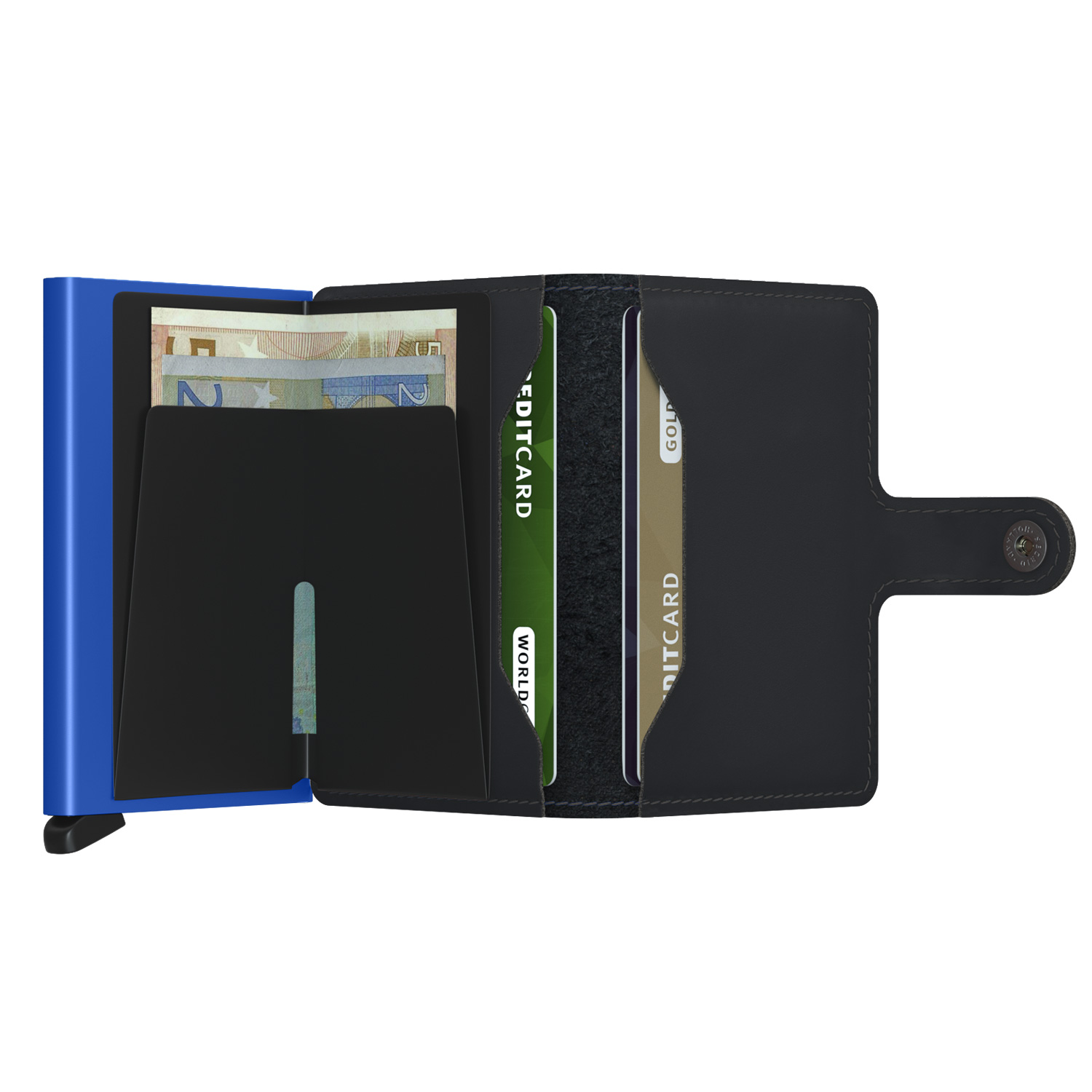 secrid miniwallet matte black blue offen 83626
